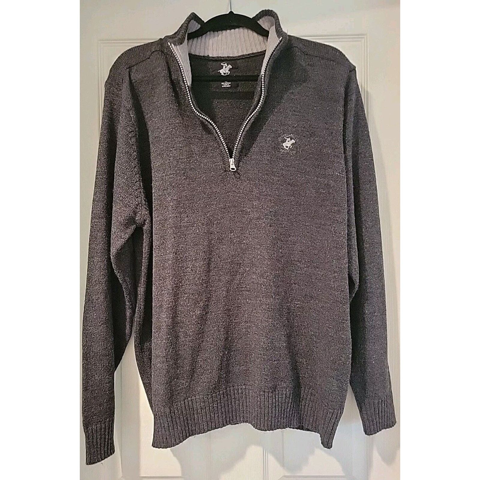 Beverly Hills Polo Club BEVERLY HILLS POLO CLUB Sz XL Men's Gray 1/4 Zip Sweater Size US XL / EU 56 / 4 - 1 Thumbnail