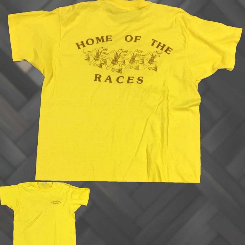 Vintage VINTAGE Screen Stars T Shirt 1980s XL Yellow Men Graphic Tee Lathrop California Alligator Races Sportswear/Beach Size US XL / EU 56 / 4 - 1 Thumbnail