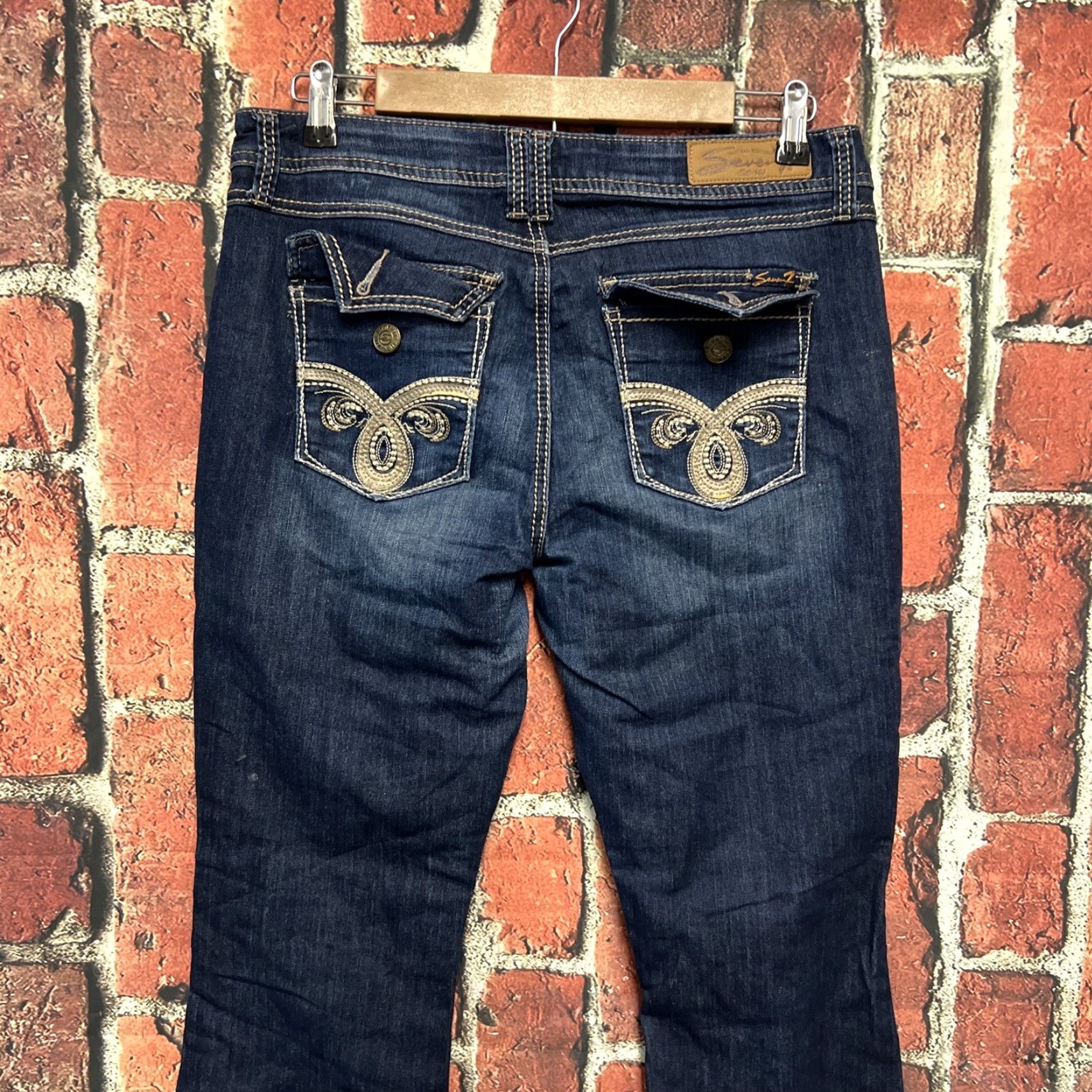 Vintage Seven7 Jeans Womens Size 10 Boot Cut Blue Stretch Embroidered Size 32" / US 10 / IT 46 - 4 Thumbnail