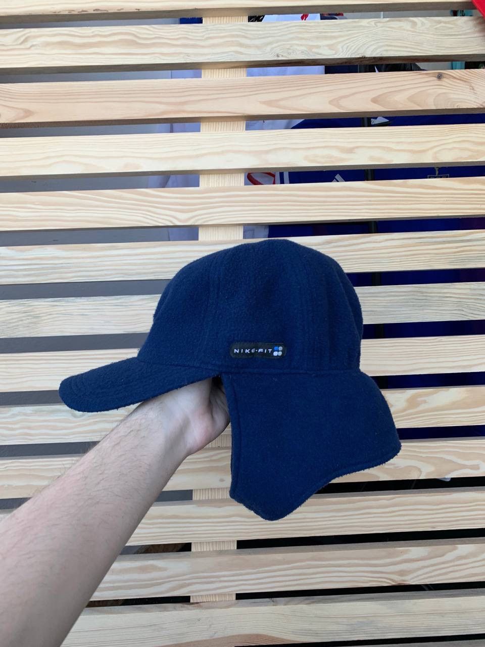 Nike × Vintage Vintage Nike-Fit Navy Fleece 2 In 1 Cap Ear Cover Hat Size ONE SIZE - 2 Thumbnail