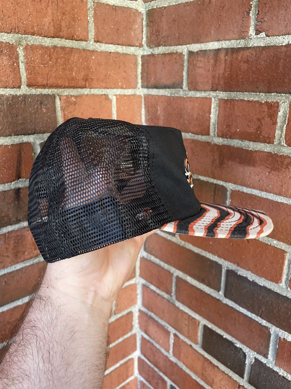 Harley Davidson Vintage 80s Harley Davidson Zubaz Print Mesh Trucker Size ONE SIZE - 4 Thumbnail