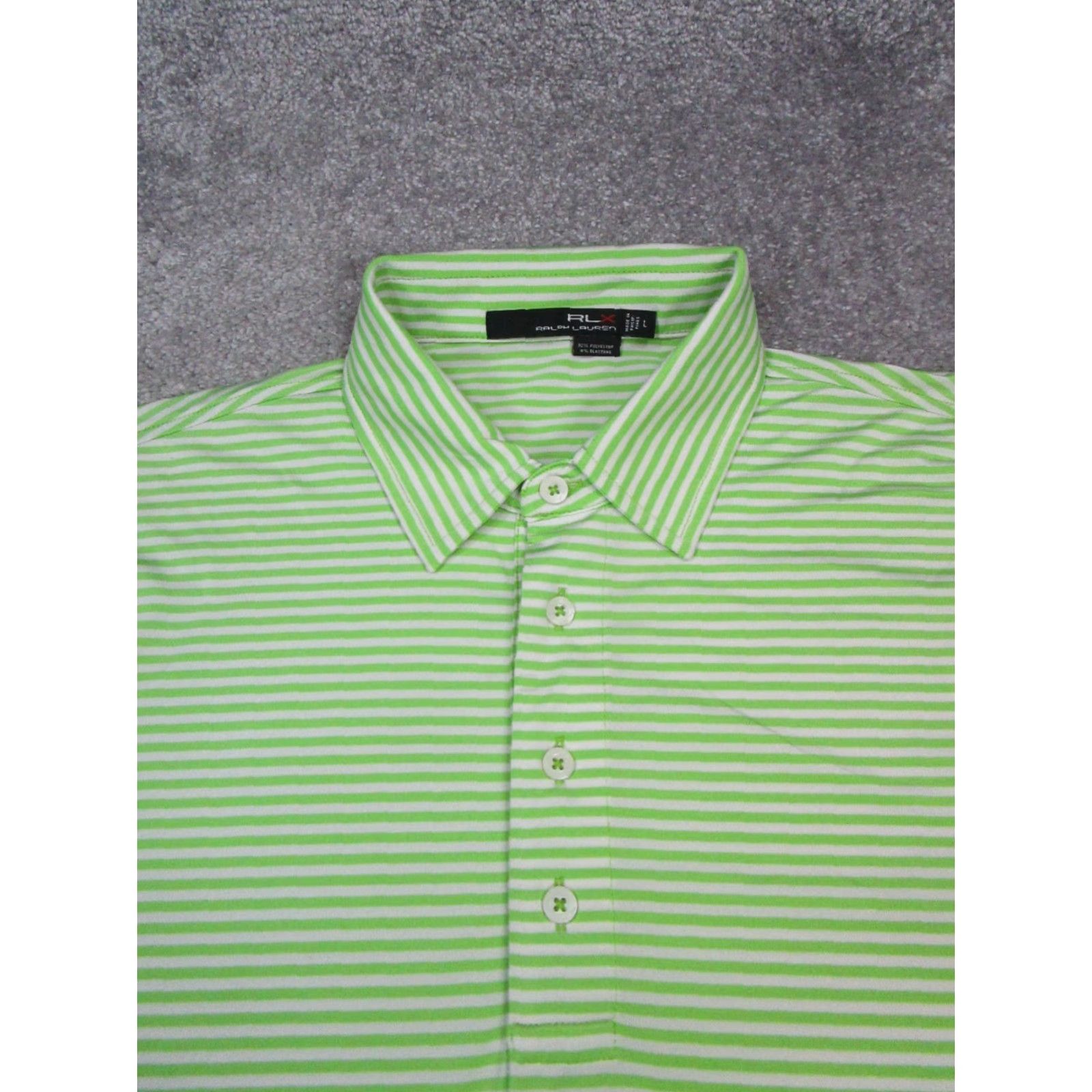 RLX Ralph Lauren RLX Ralph Lauren Polo Shirt Mens L Green White Striped Logo Golf Casual Shirt Boys? Mens Size US L / EU 52-54 / 3 - 2 Thumbnail