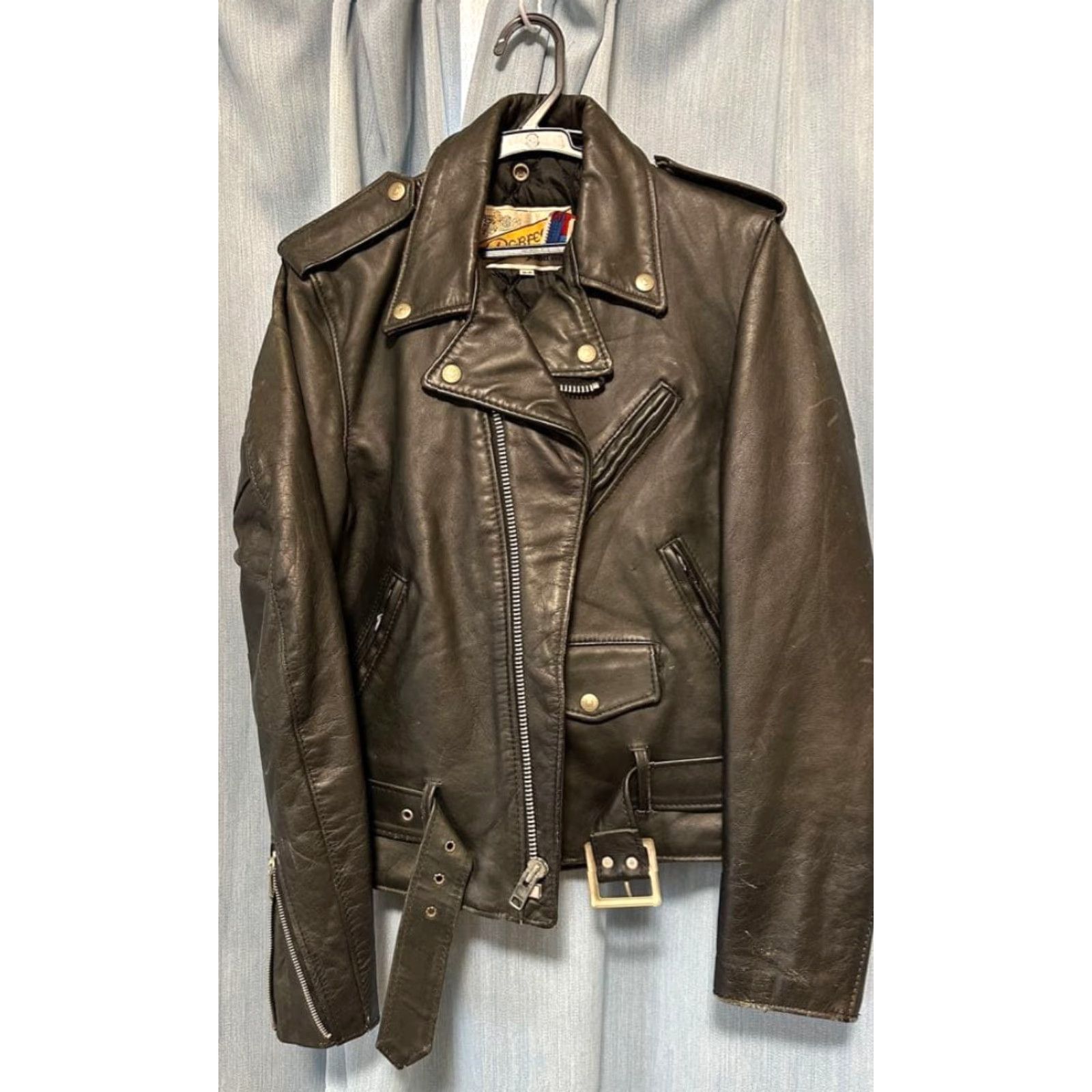 Schott Schott 618 Perfecto Steerhide Leather Double Motorcycle Jacket Black Japan S 34 Mens Leather Motorcycle Jacket Black Japan S 34 Size US S / EU 44-46 / 1 - 2 Thumbnail