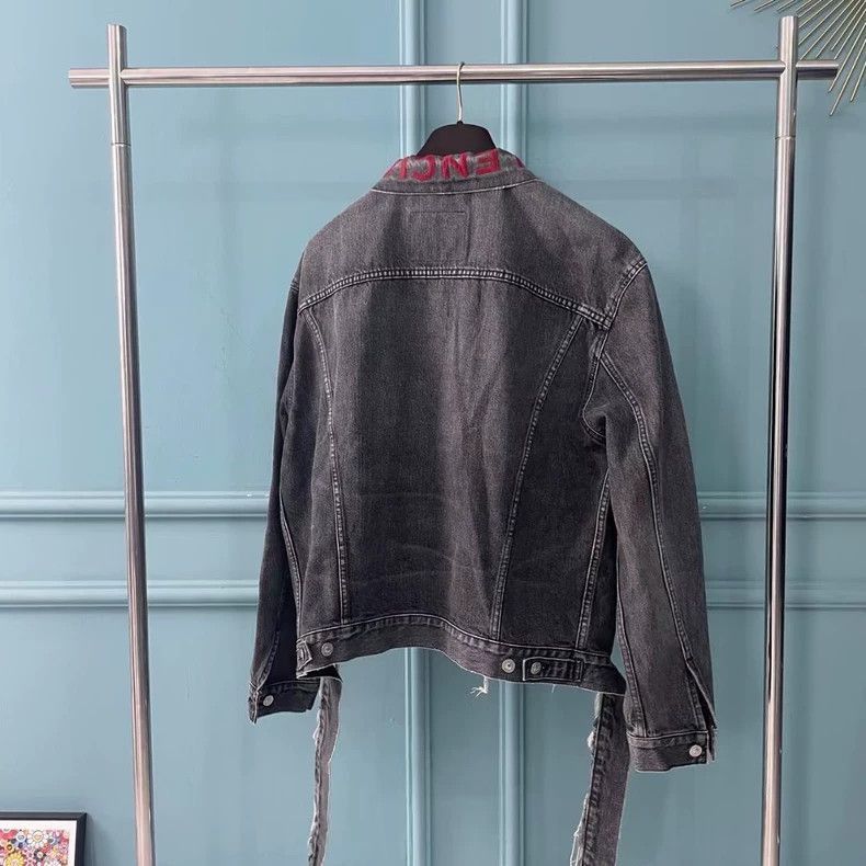 Balenciaga balenciaga red collar logo denim jacket Size US XXS / EU 40 - 2 Thumbnail