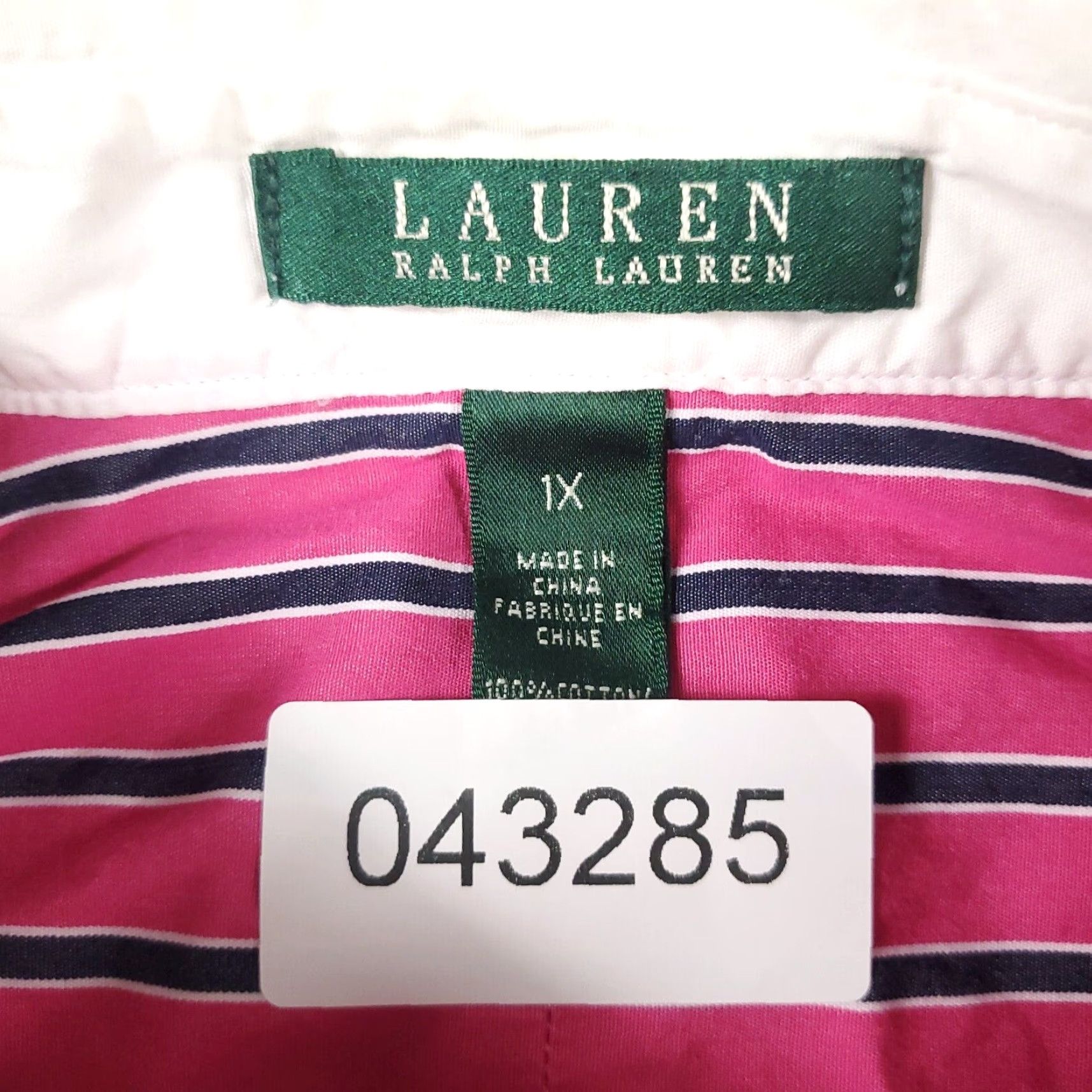 Ralph Lauren VINTAGE Ralph Lauren Women's Shirt 1X Pink Striped Button-Up Long Sleeve Casual Classic Size XL / US 12-14 / IT 48-50 - 7 Thumbnail
