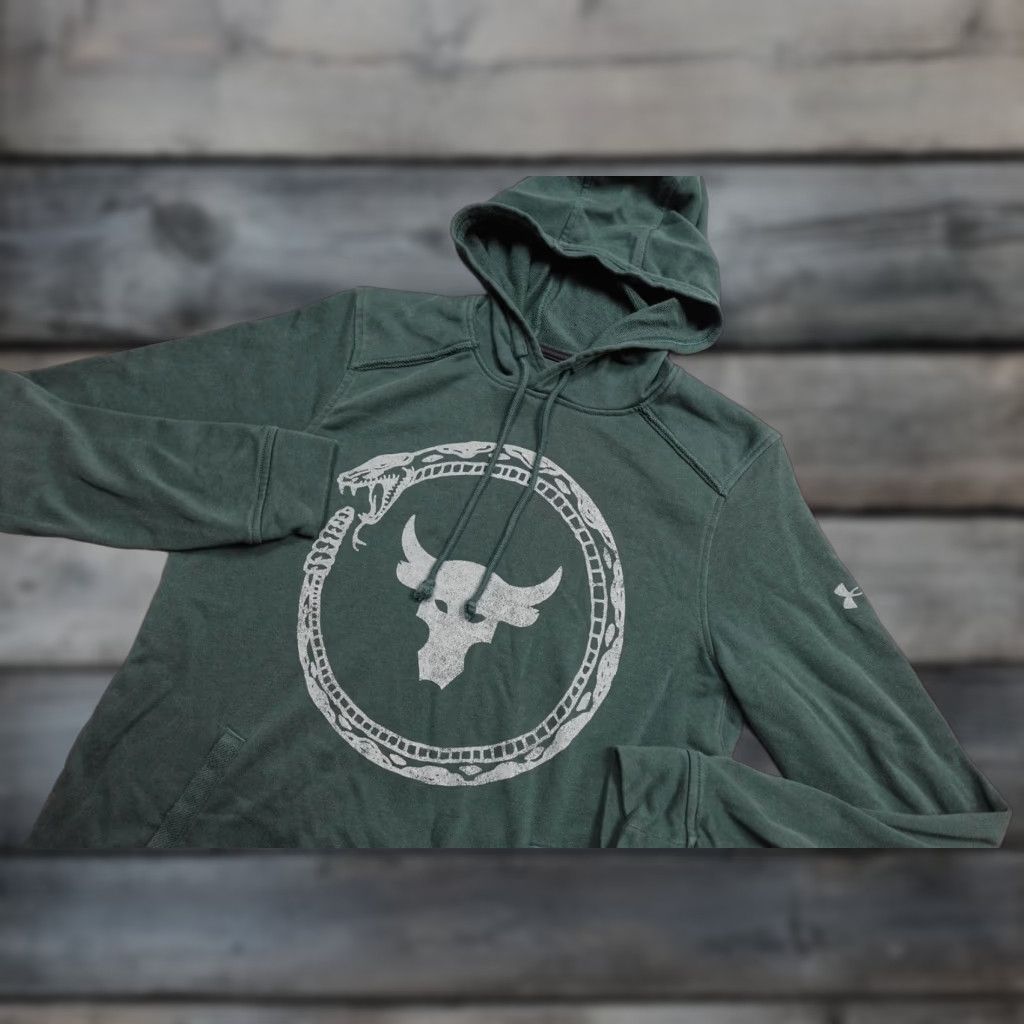 Under Armour Under Armour Pullover Hoodie Men Small Green Project Rock Brahma Bull Graphic Print Kangaroo Pocket Hooded Sweatshirt Size US S / EU 44-46 / 1 - 1 Thumbnail