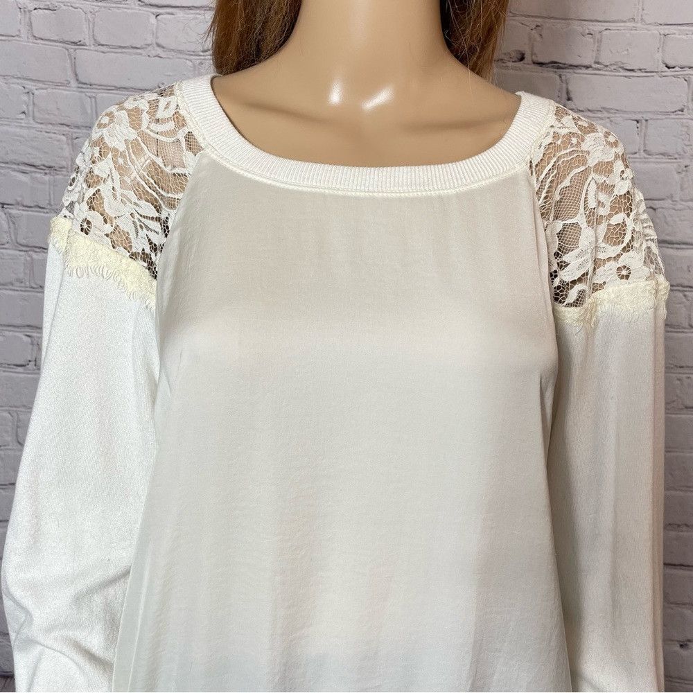 Other Hale Bob Ivory Mixed Media Lace Knit Long Sleeve Sweater Si Size L / US 10 / IT 46 - 2 Thumbnail