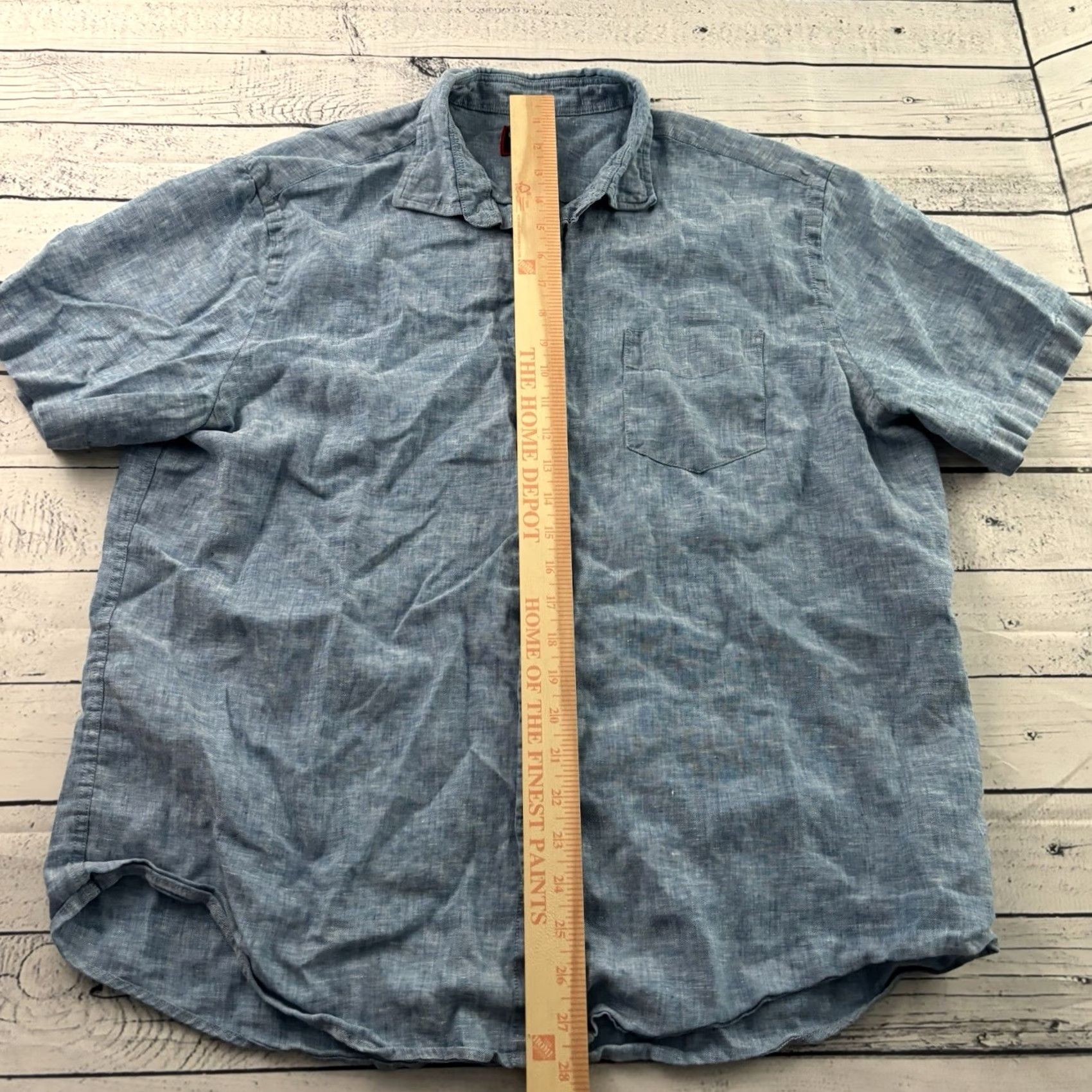 UNTUCKit UNTUCKit Linen Shirt Blue 100% Linen Wrinkle Resistant Short Sleeve Button-Front Men's XL Shirts Size US XL / EU 56 / 4 - 3 Thumbnail