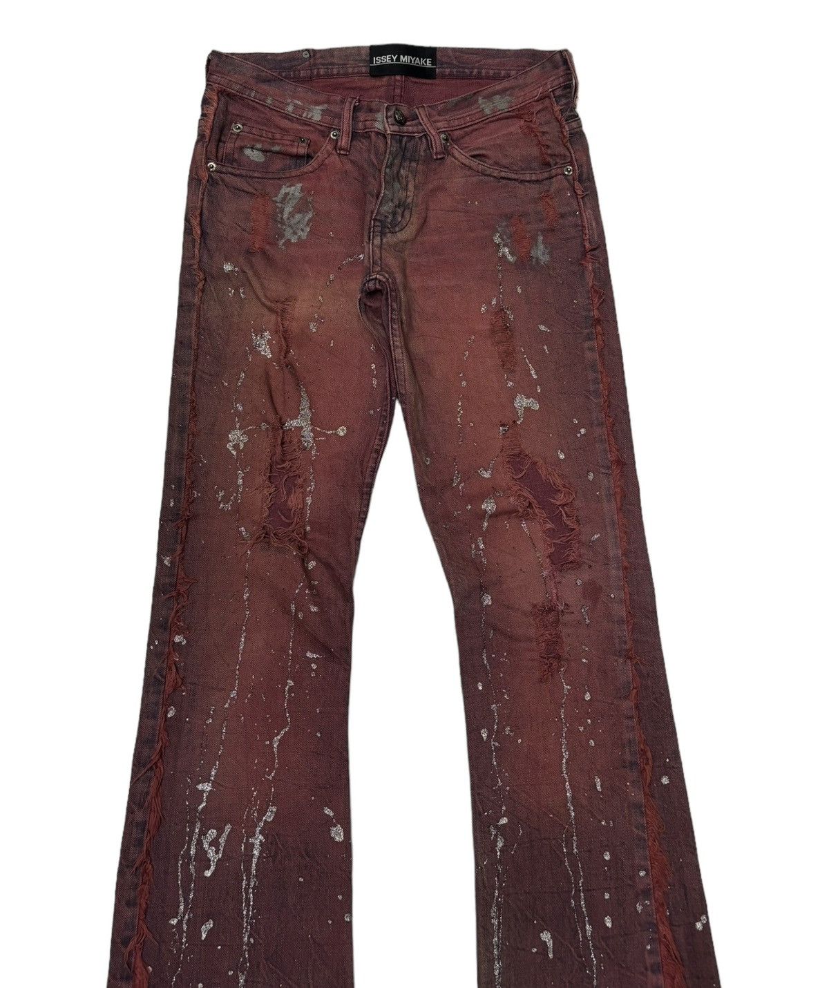 Issey Miyake × Japanese Brand ISSEY MIYAKE PAINTER SPLASH FLARED DENIM JEANS LOW RISE Size US 29 - 6 Thumbnail
