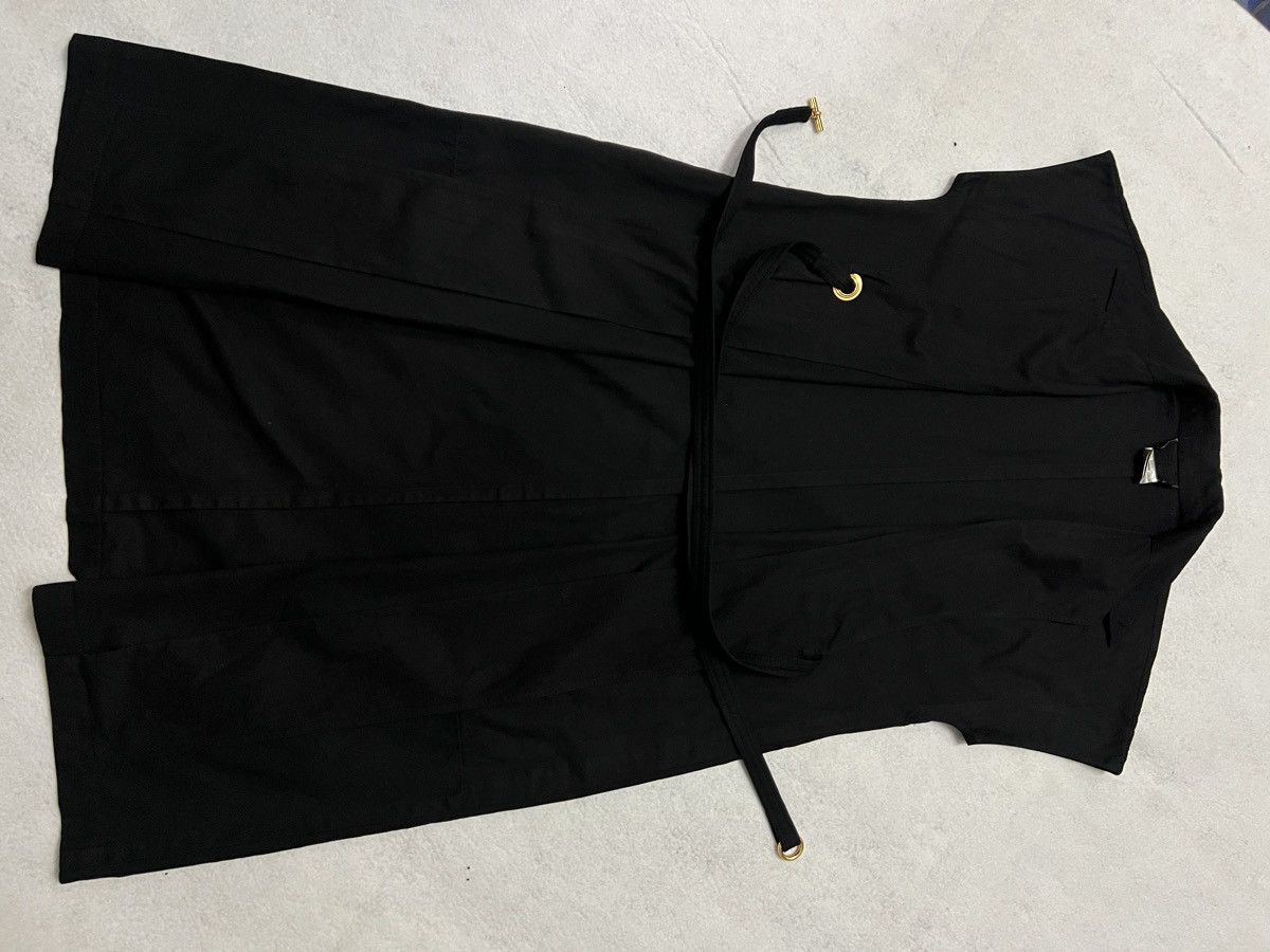 Hermes 539. Hermès Black Wrap Midi Dress with Gold Ring Belt Size 42S - 4 Thumbnail