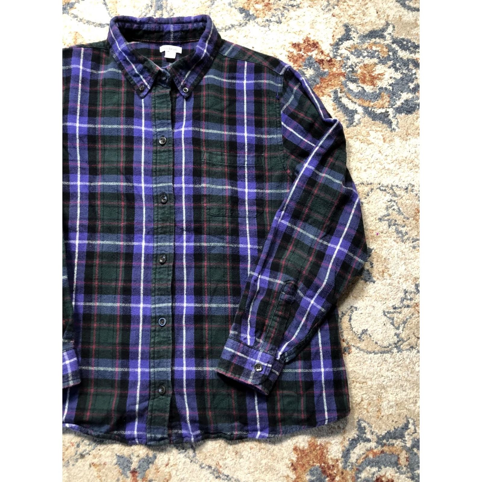 Vintage L.L.Bean Shirt Womens Petite Large Green Plaid Flannel Button Front Long Sleeve Size L / US 10 / IT 46 - 4 Thumbnail