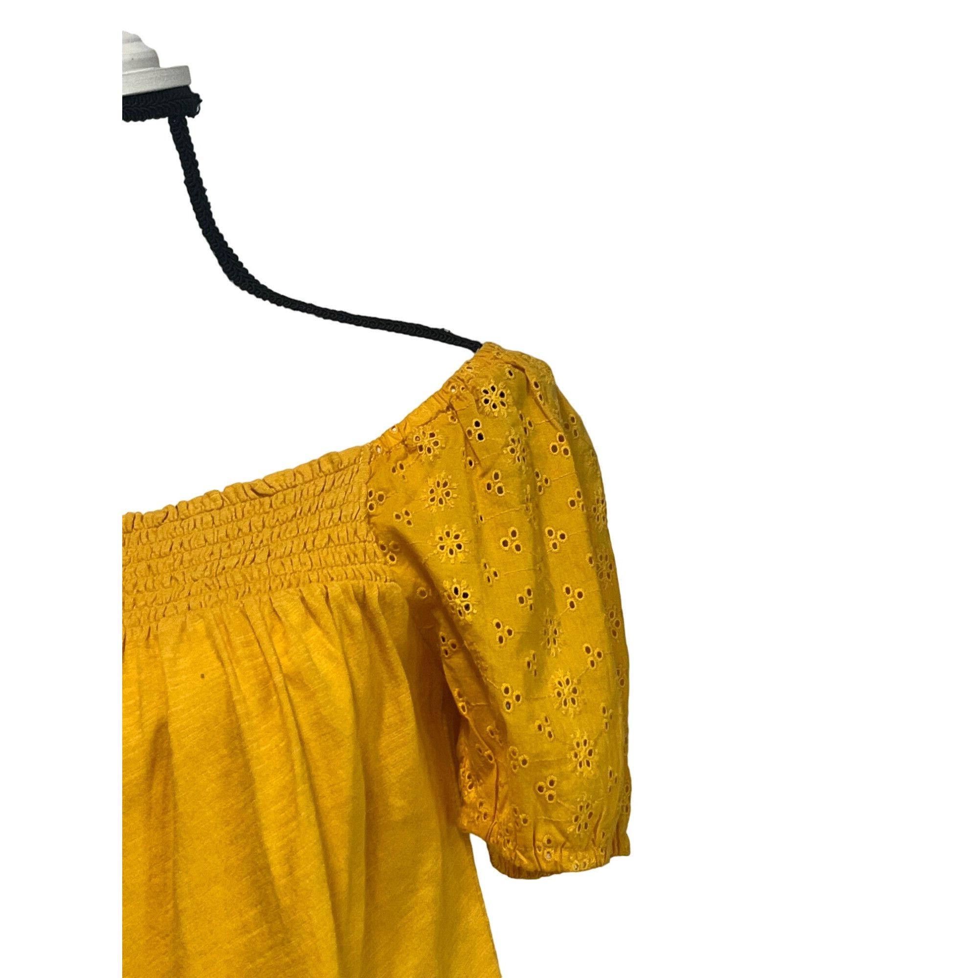 Lucky Brand Lucky Brand women’s Eyelet-sleeve cotton top, warm yellow, S Size S / US 4 / IT 40 - 3 Thumbnail