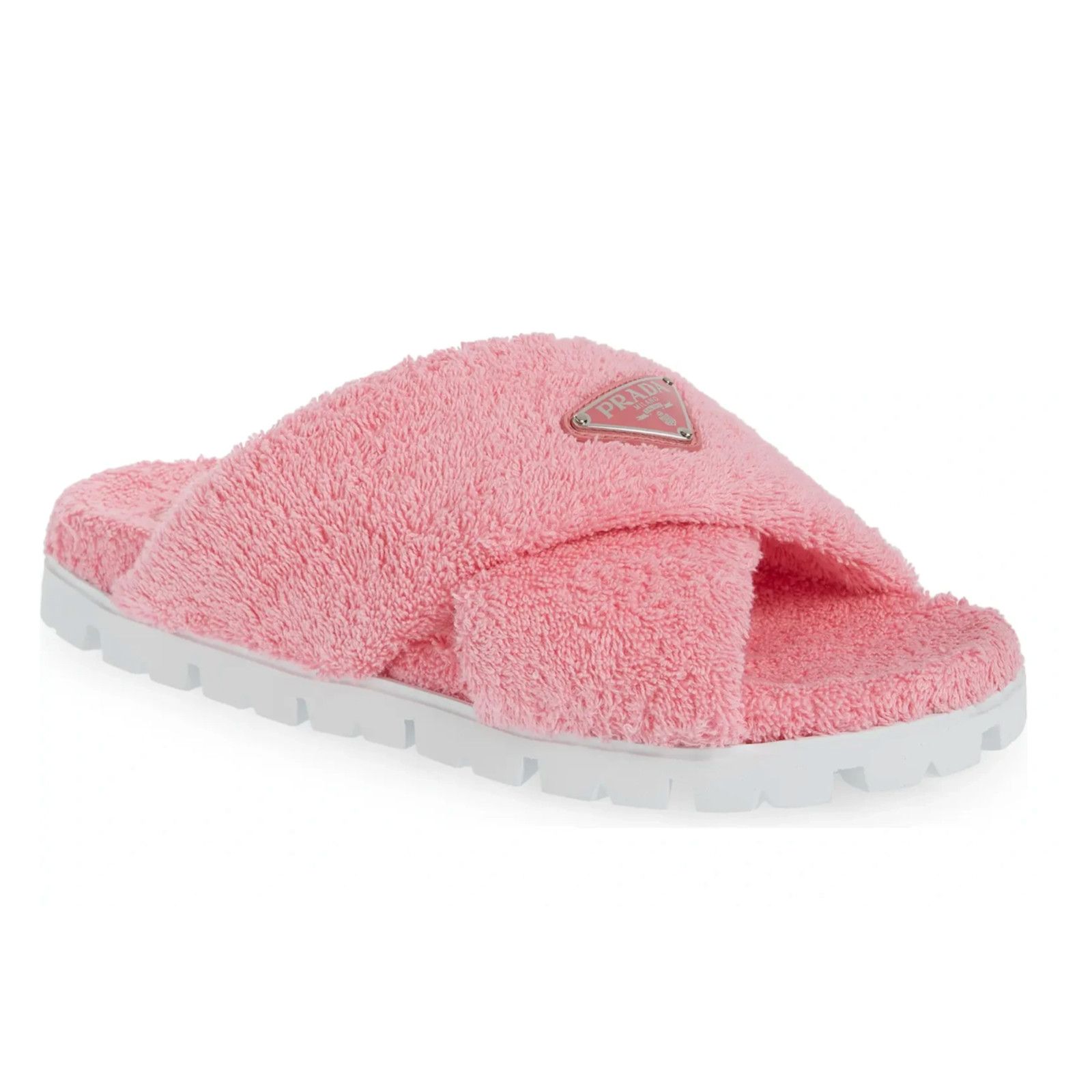 Prada Prada Terry Pink Triangle Logo Criss Cross Strap Sandal Size US 10.5 / IT 40.5 - 3 Thumbnail