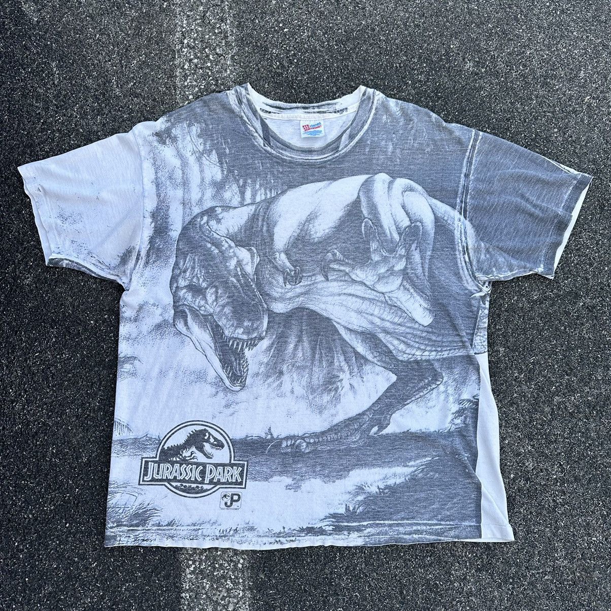 image of 1993 Jurassic Park Aop Faded Boxy Movie Promo Tee, Men's (Size XL)