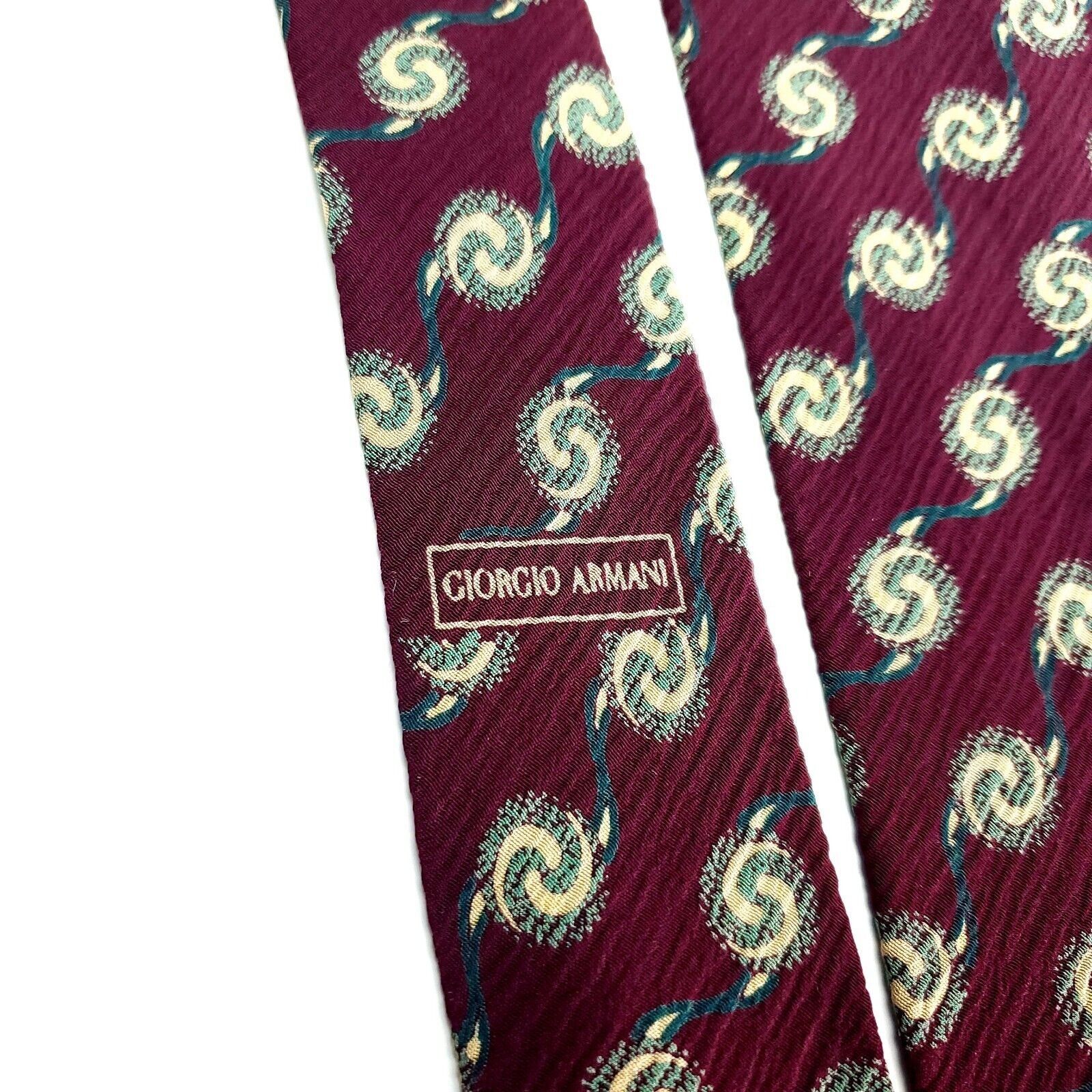 Giorgio Armani Giorgio Armani Cravatte Textured Silk Tie Short Wide Red Geo Size ONE SIZE - 2 Thumbnail
