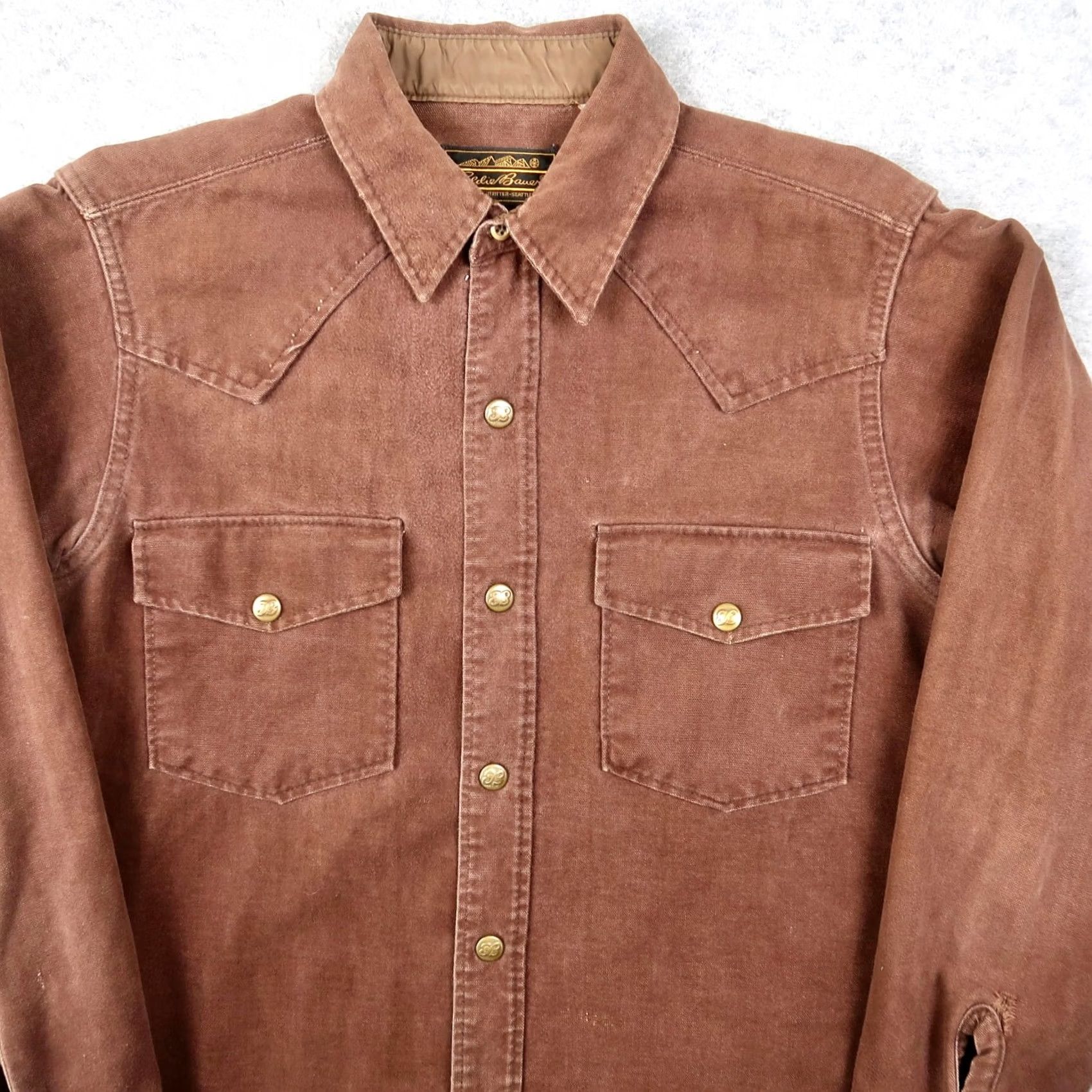 Eddie Bauer Vintage Eddie Bauer Moleskin Long Sleeve Button-Up Shirt Mens M Brown Cotton Western 80s 70s Retro USA Classic Pockets Size US M / EU 48-50 / 2 - 3 Thumbnail