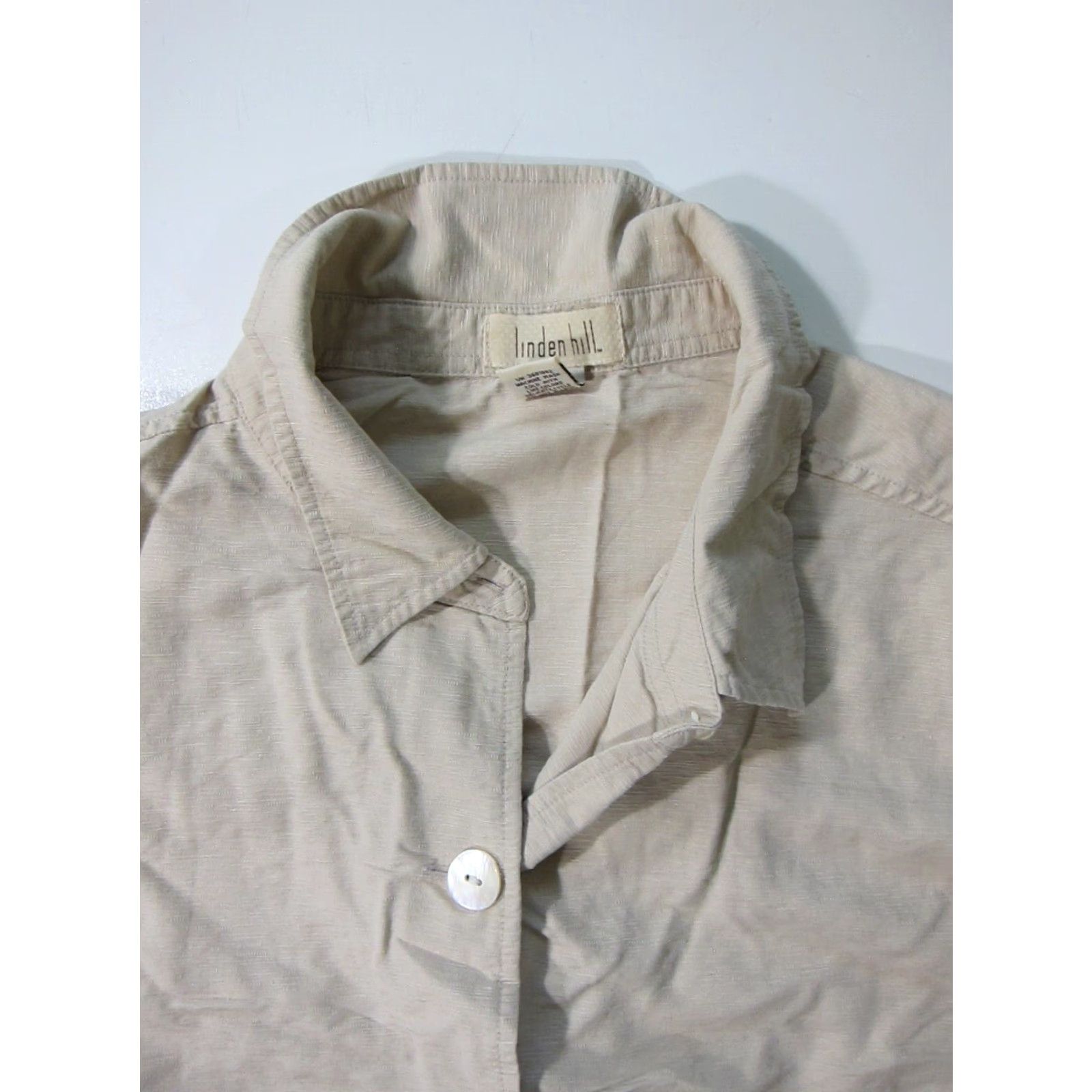Vintage Linden Hill 100% Silk Beige Brown Button Down Pocket Tunic Blouse Shirt Women XL Size XL / US 12-14 / IT 48-50 - 5 Thumbnail