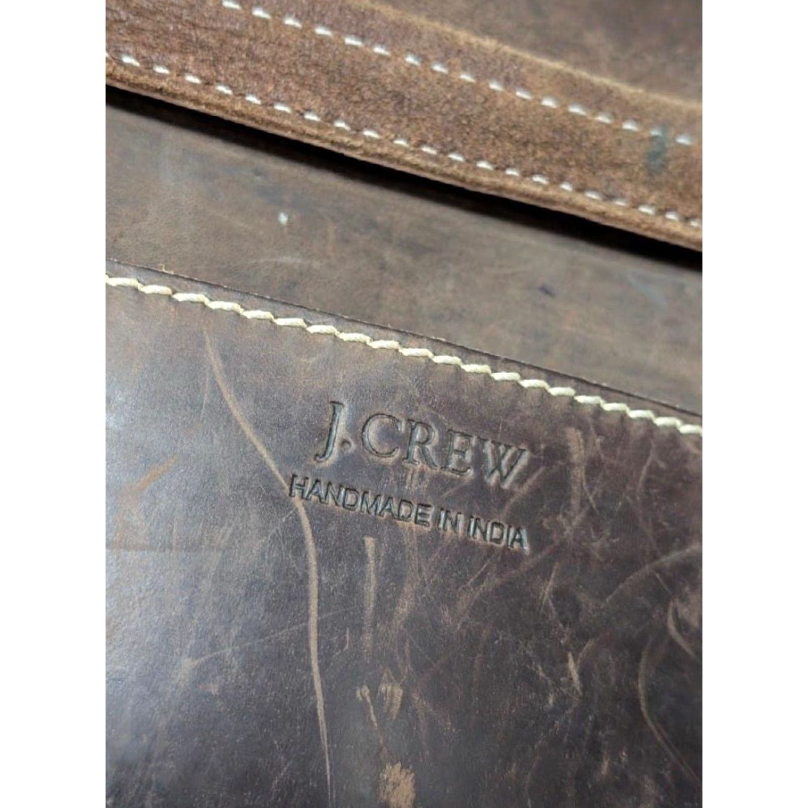 J.Crew VINTAGE J.Crew Messenger Bag COWHIDE Brown Leather LAPTOP Crossbody 16" Patina Bag Mens Large Size ONE SIZE - 4 Thumbnail