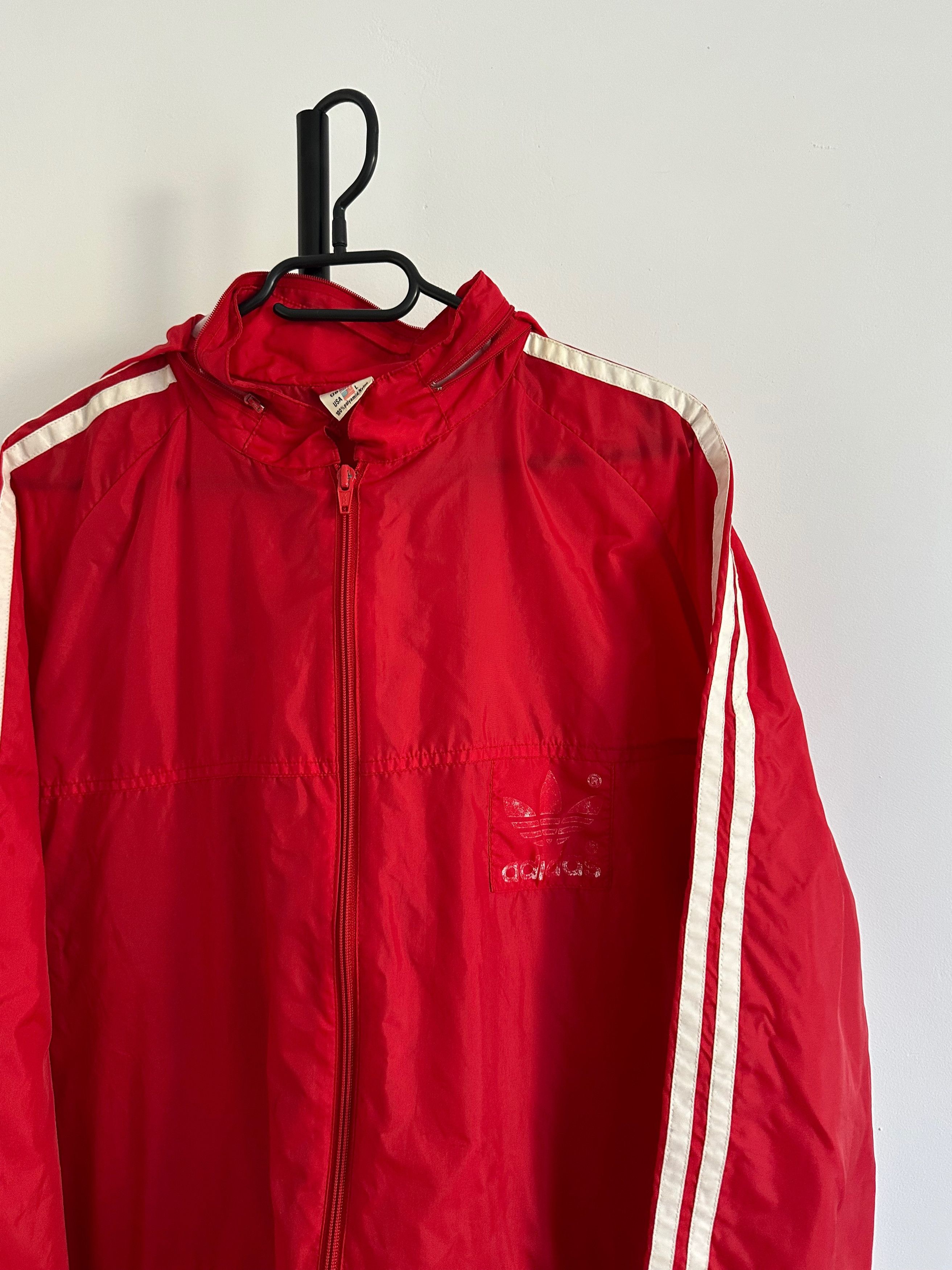 Adidas 80's Adidas rain jacket vintage red hooded Size US L / EU 52-54 / 3 - 5 Thumbnail