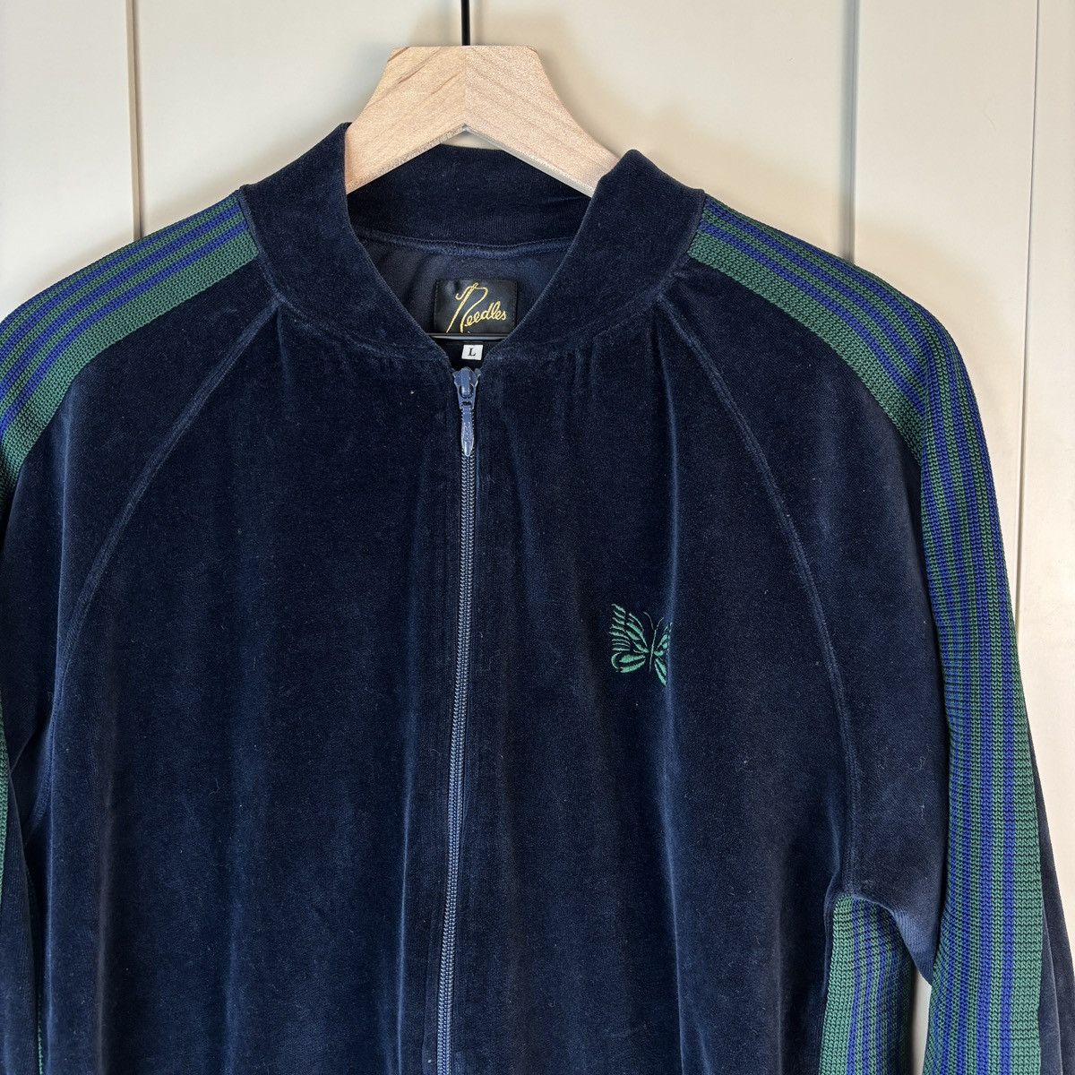 Needles Needles Velour Track Jacket Navy/Green Made in Japan Size L Size US L / EU 52-54 / 3 - 2 Thumbnail