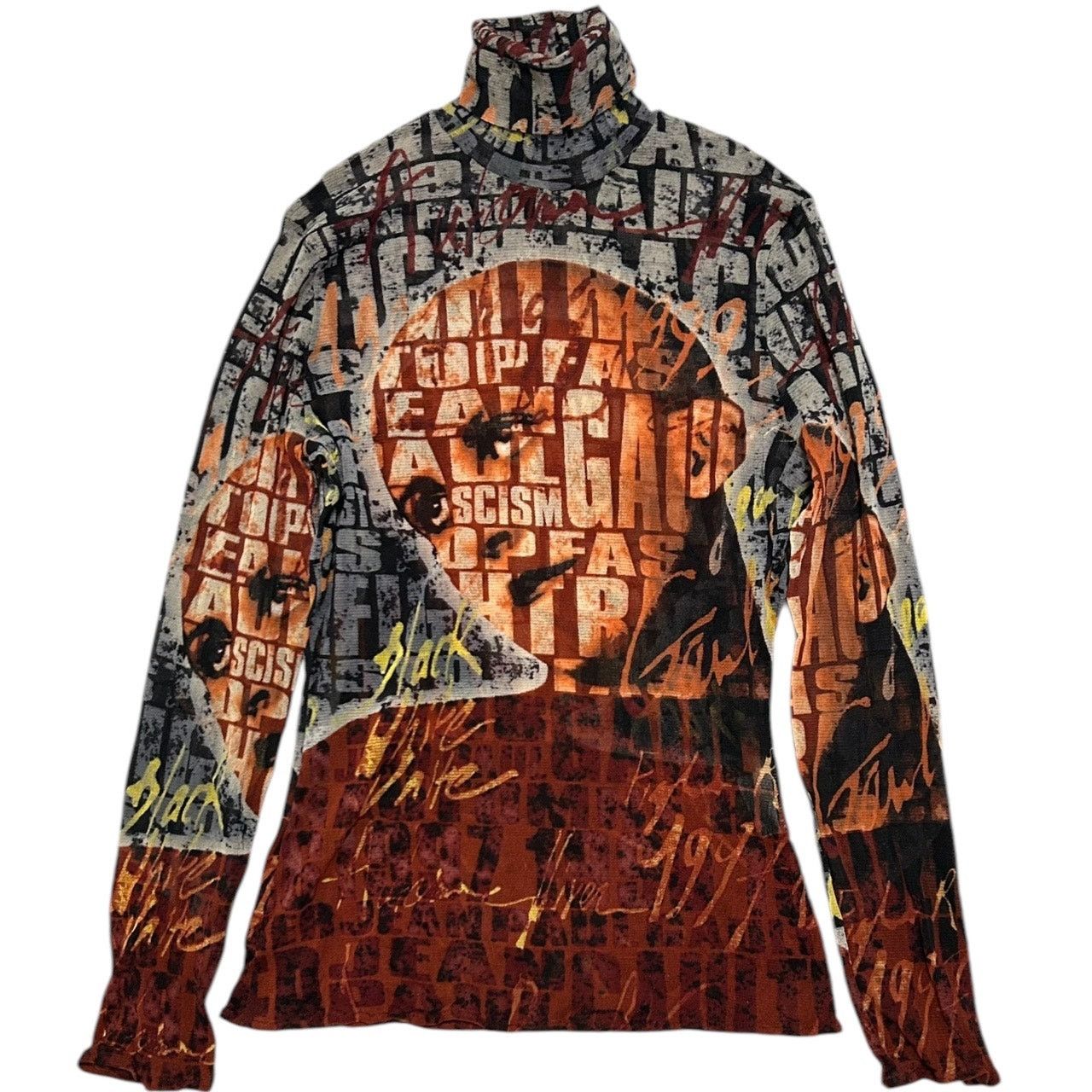 トップス Jean Paul Gaultier Fight Racism MESH TOP Jean Paul Gaultier Vintage AW 1997 'Fight Racism' Anti-Fascism