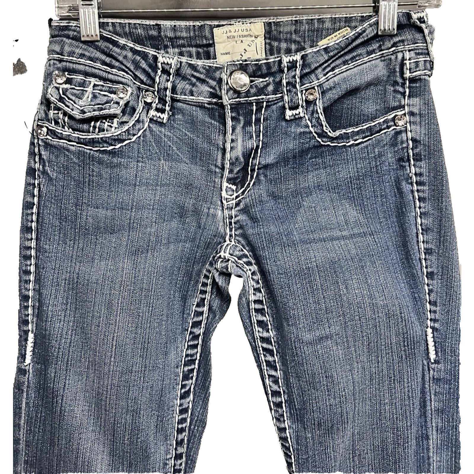 Vintage Vintage Flare Denim Jeans Sz 5 Flap Pockets Stretch 26x30 Size 26" / US 2 / IT 38 - 4 Thumbnail