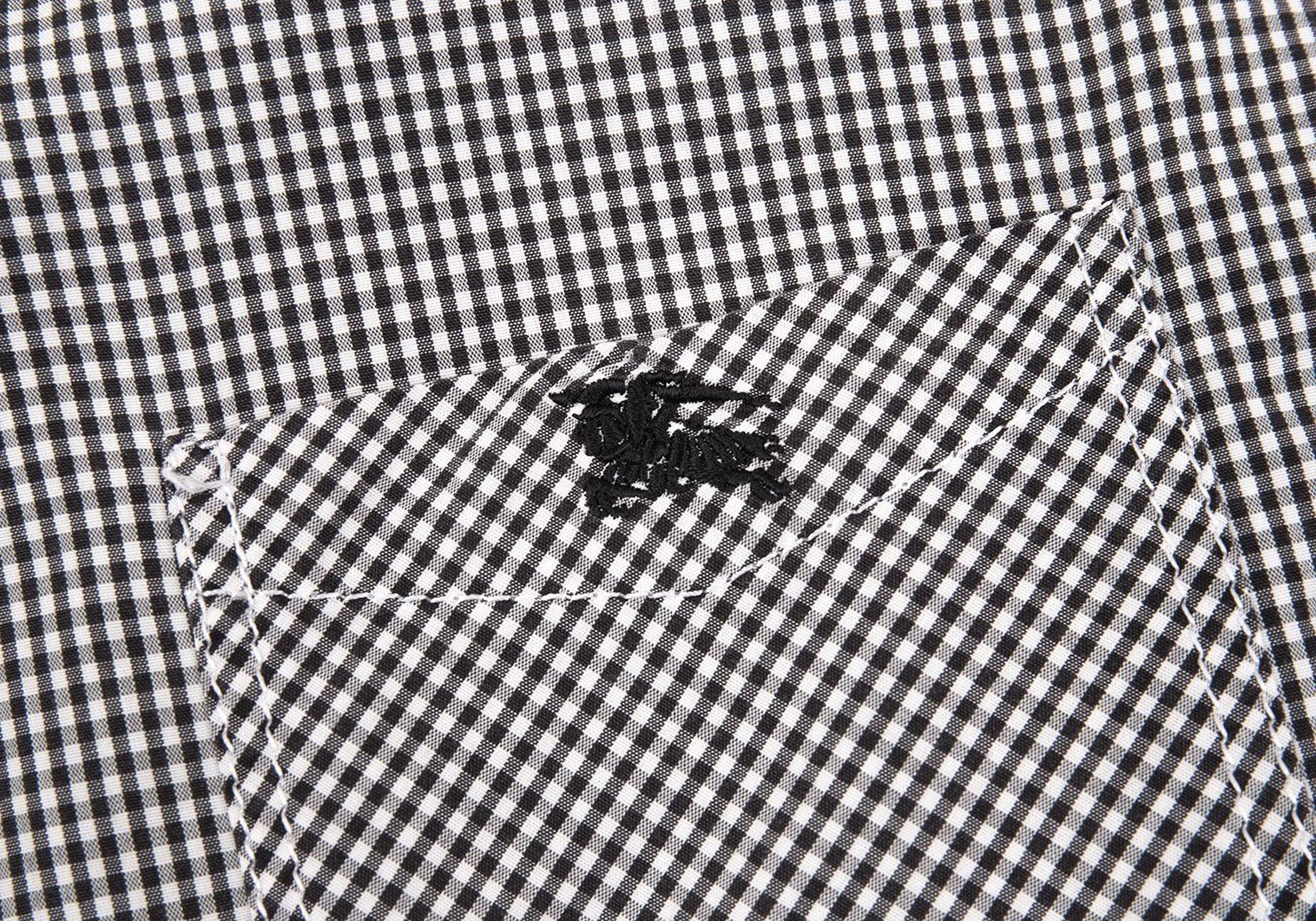 Burberry Gingham Check 3/4 Sleeve Button Down Shirt in Black/White Size US S / EU 44-46 / 1 - 7 Thumbnail