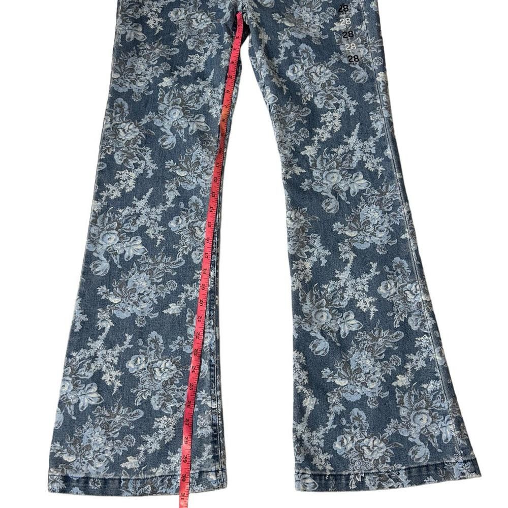 Designer LoveShackFancy NWT High Rise Floral Flare Jean Limited 28 Size 28" / US 6 / IT 42 - 6 Thumbnail