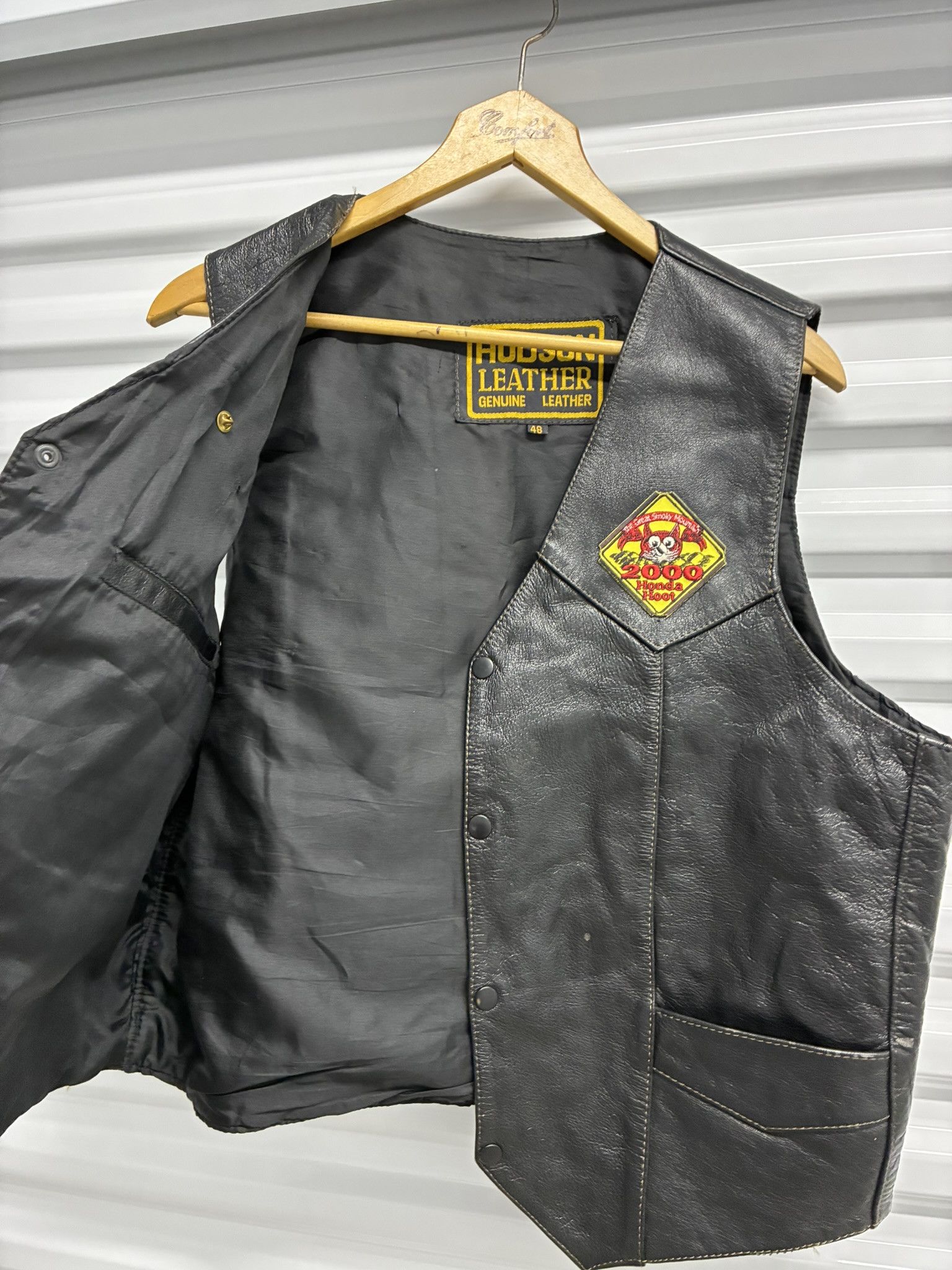 Other Hudson Black Genuine Leather Biker Vest Size 48 Snap Size US XL / EU 56 / 4 - 4 Thumbnail
