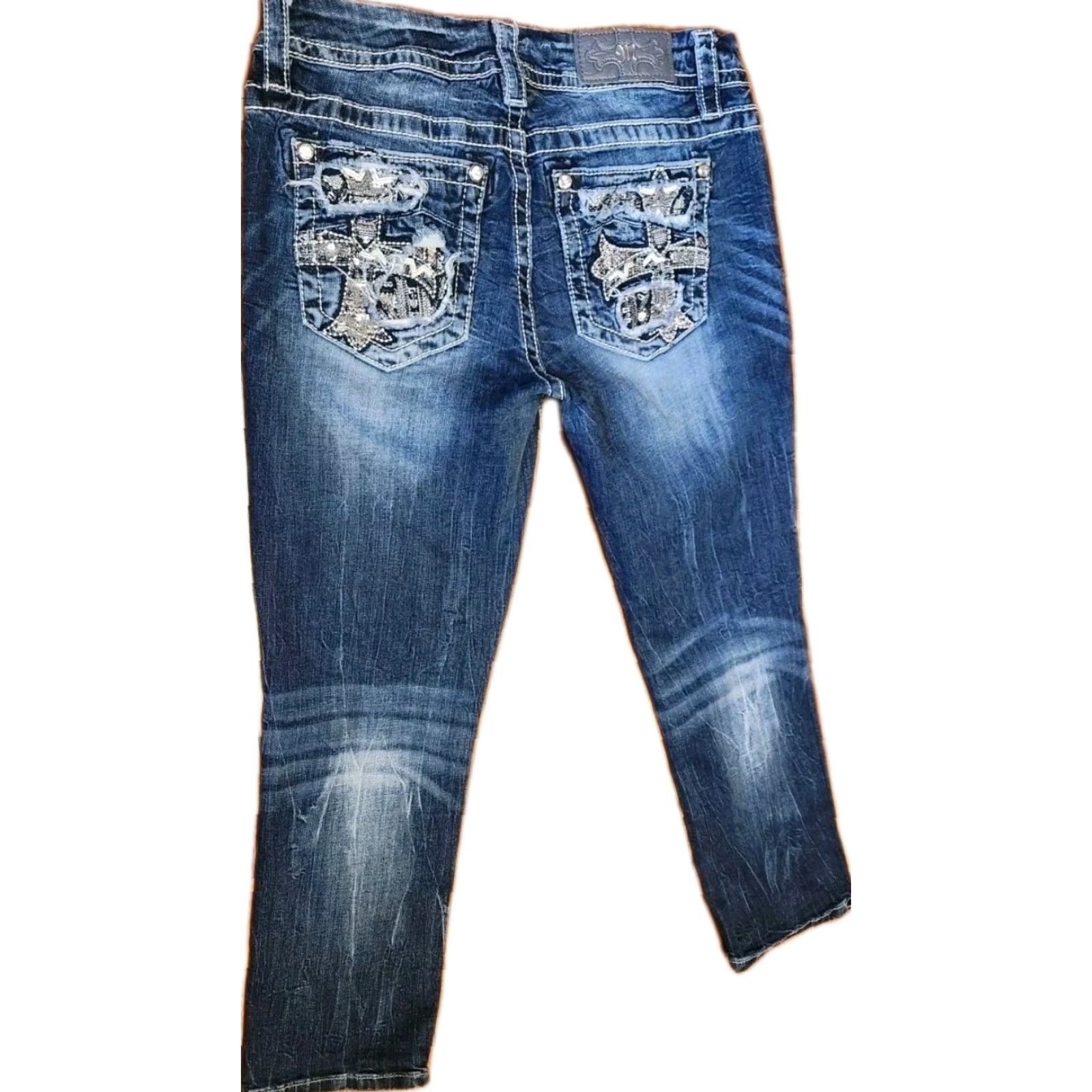 Miss Me MISS ME Easy Crop Jeans Women's 28 Denim Cross Pockets Mid-Rise Jeans Professionals? Size 28" / US 6 / IT 42 - 2 Thumbnail