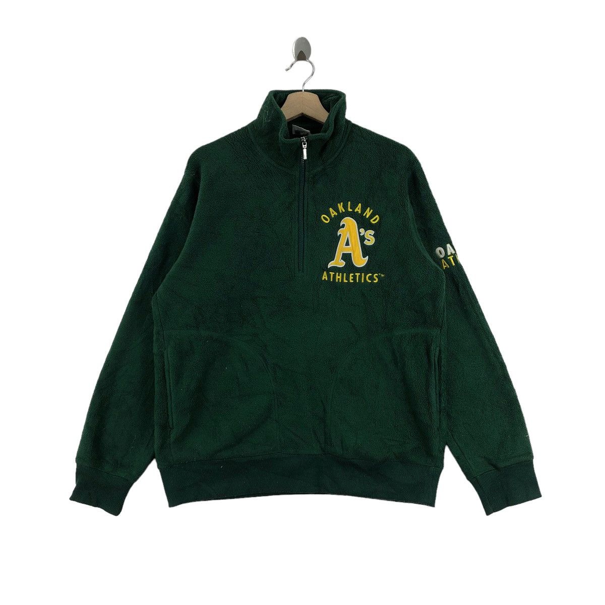 image of Oakland Athletics Fleece Half Zipper Mlb in Green, Men's (Size XL)