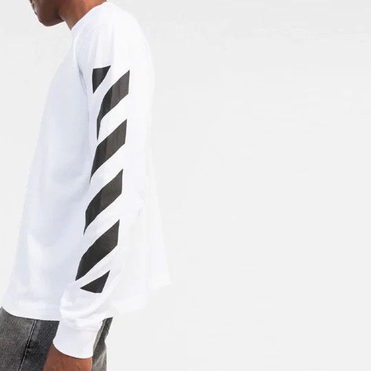 Off-White o1rshd DUP Diag Helvetica Skate L/S Tee in White Size US XS / EU 42 / 0 - 4 Thumbnail