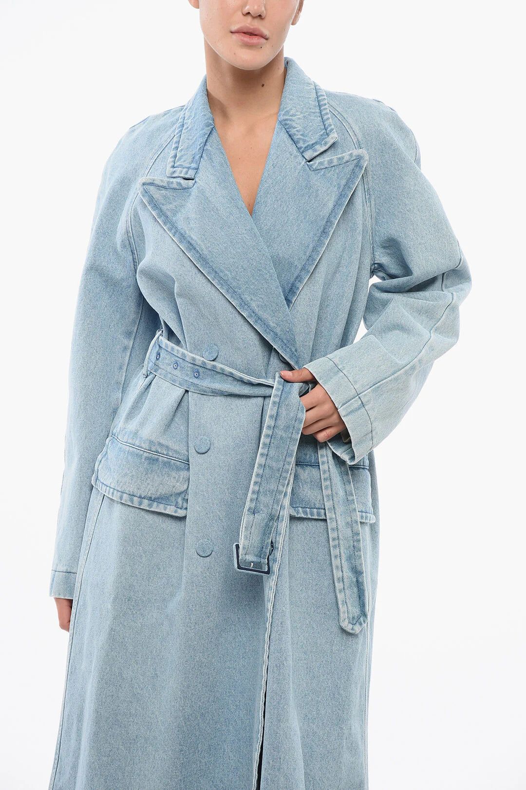 Dries Van Noten og1mm0426 Double-Breasted Denim Coat in Light Blue Size XS / US 0-2 / IT 36-38 - 4 Thumbnail