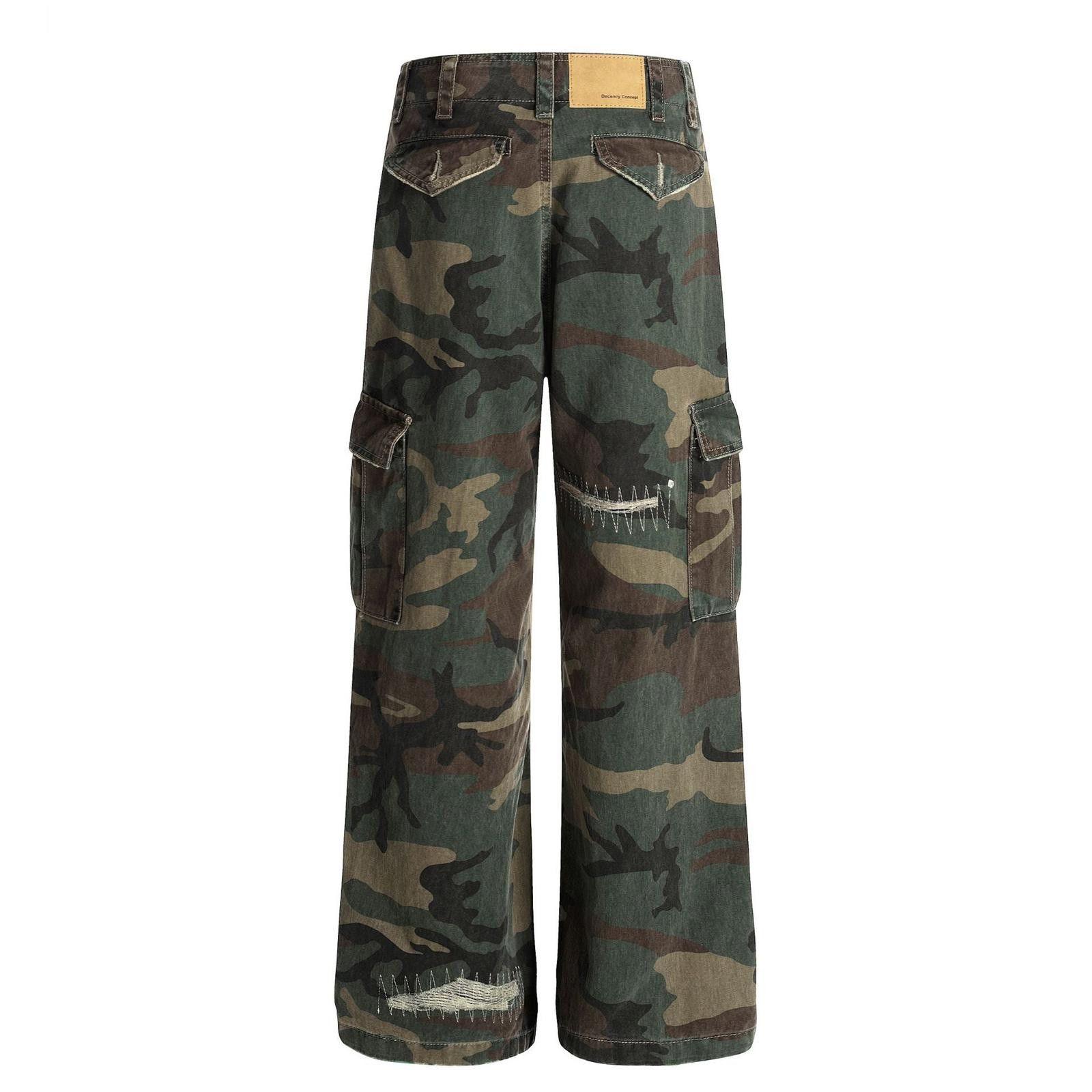 Other Camouflage Distressed Cargo Pants, Wide Leg Utility Pants Size US 32 / EU 48 - 3 Thumbnail