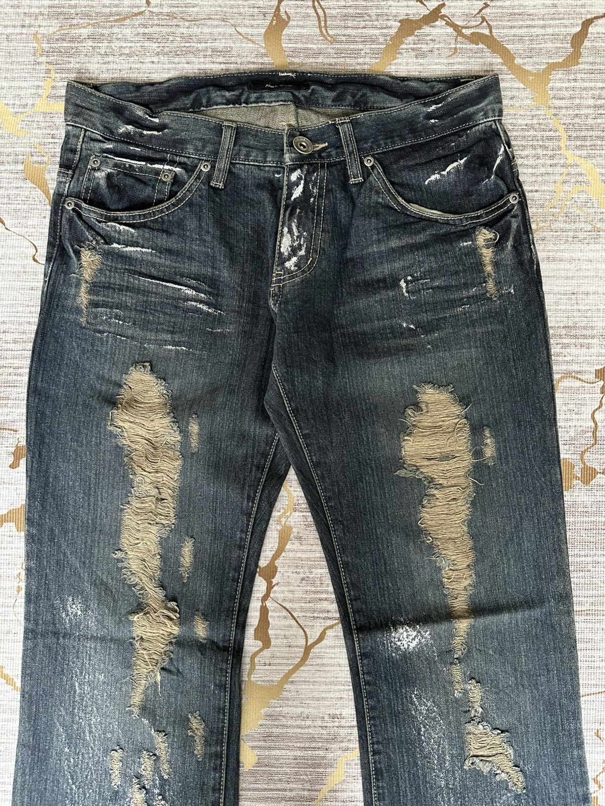 Japanese Brand FLARE Back Rush Splatter Distressed Denim Size US 32 / EU 48 - 5 Thumbnail