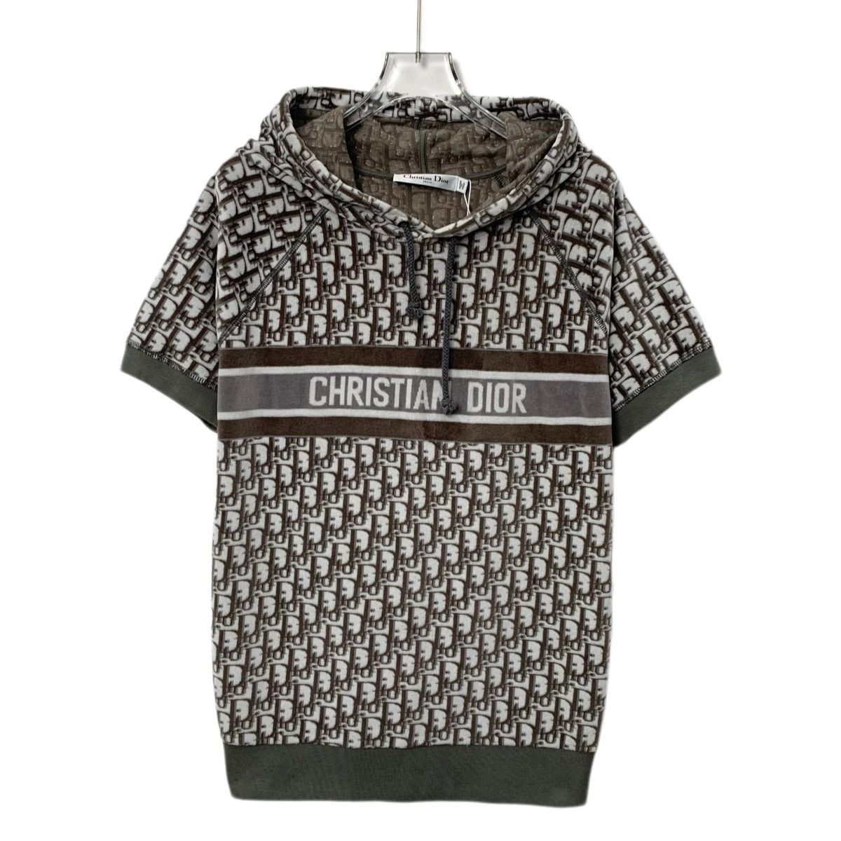 Dior Christian Dior Hooded Short Sleeve Knit Sweatshirt K26WX Size L / US 10 / IT 46 - 1 Thumbnail