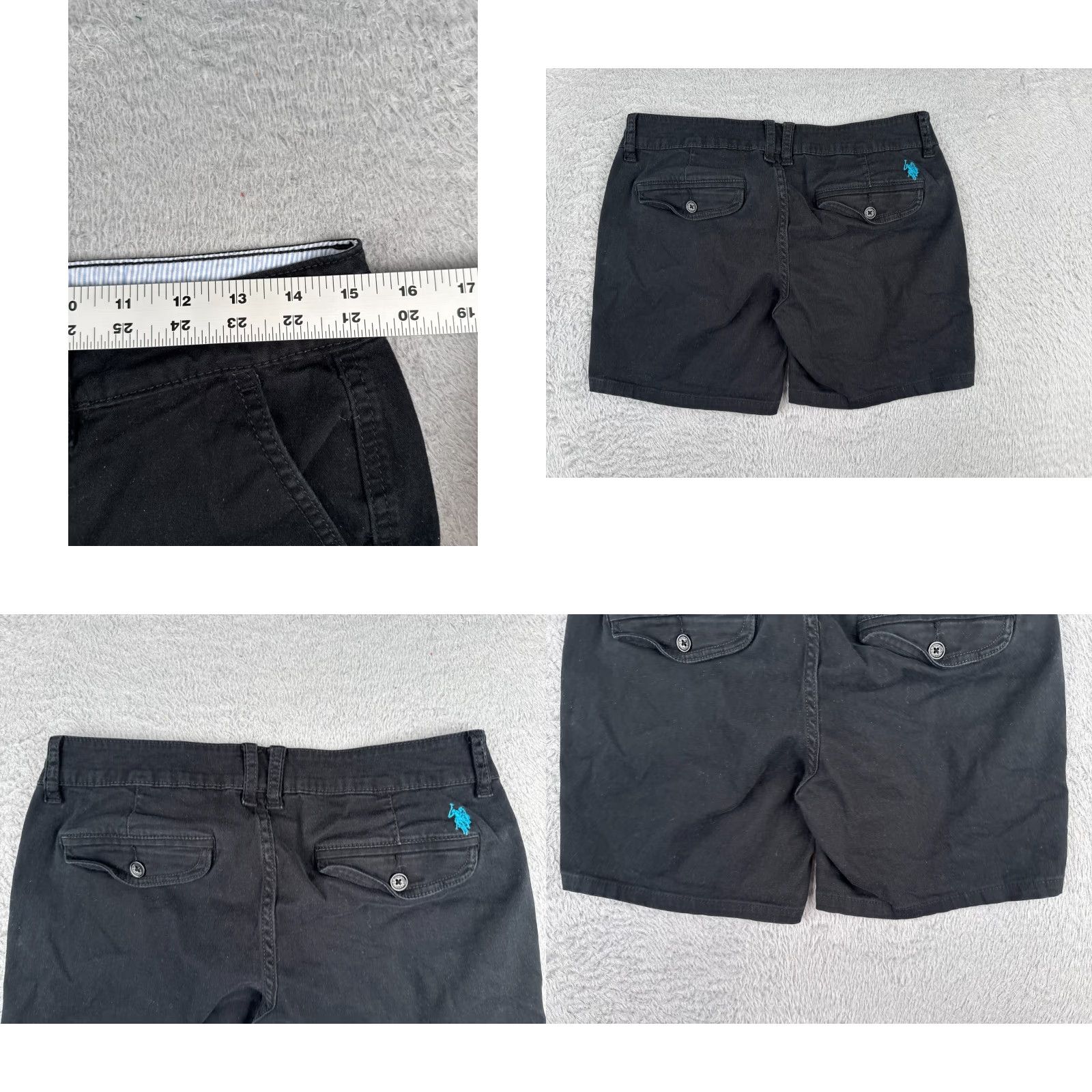 Vintage US Polo Assn Shorts Womens 8 Black Chino Cotton Blend Twill Casual 30x6 Size 30" / US 8 / IT 44 - 9 Thumbnail