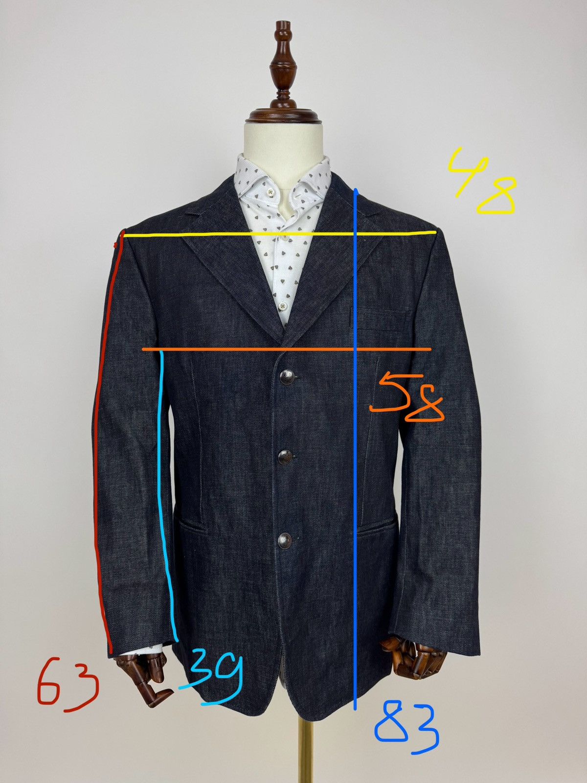 Other Denim Bespoke blue blazer indigo denim sports jacket Size 46R - 18 Thumbnail