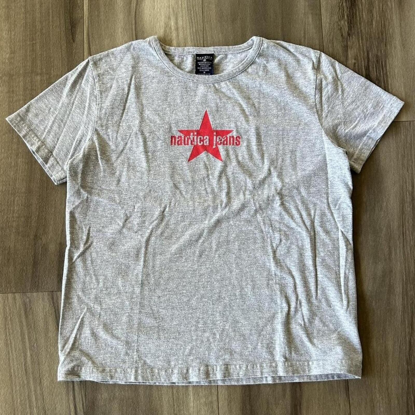 Nautica Vintage 90’s Women’s Nautica Jeans Grey Red Star Shirt Top M Size M / US 6-8 / IT 42-44 - 1 Thumbnail