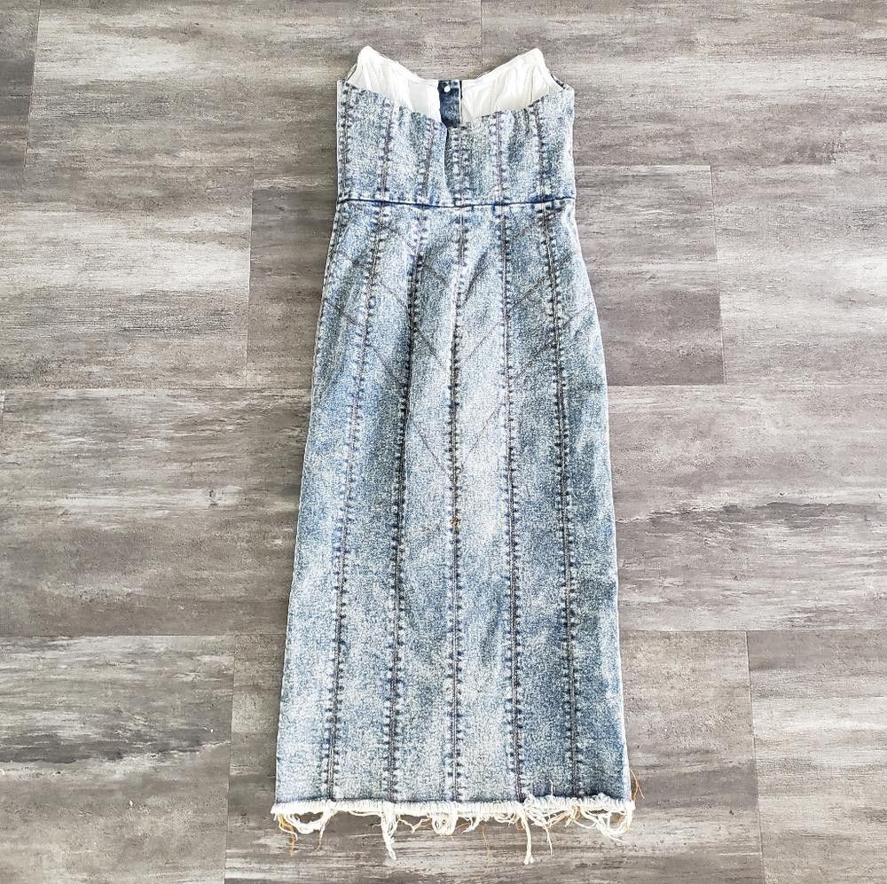 Designer Denim Acid Wash MISHA Collection Aquila Midi Size S / US 4 / IT 40 - 3 Thumbnail