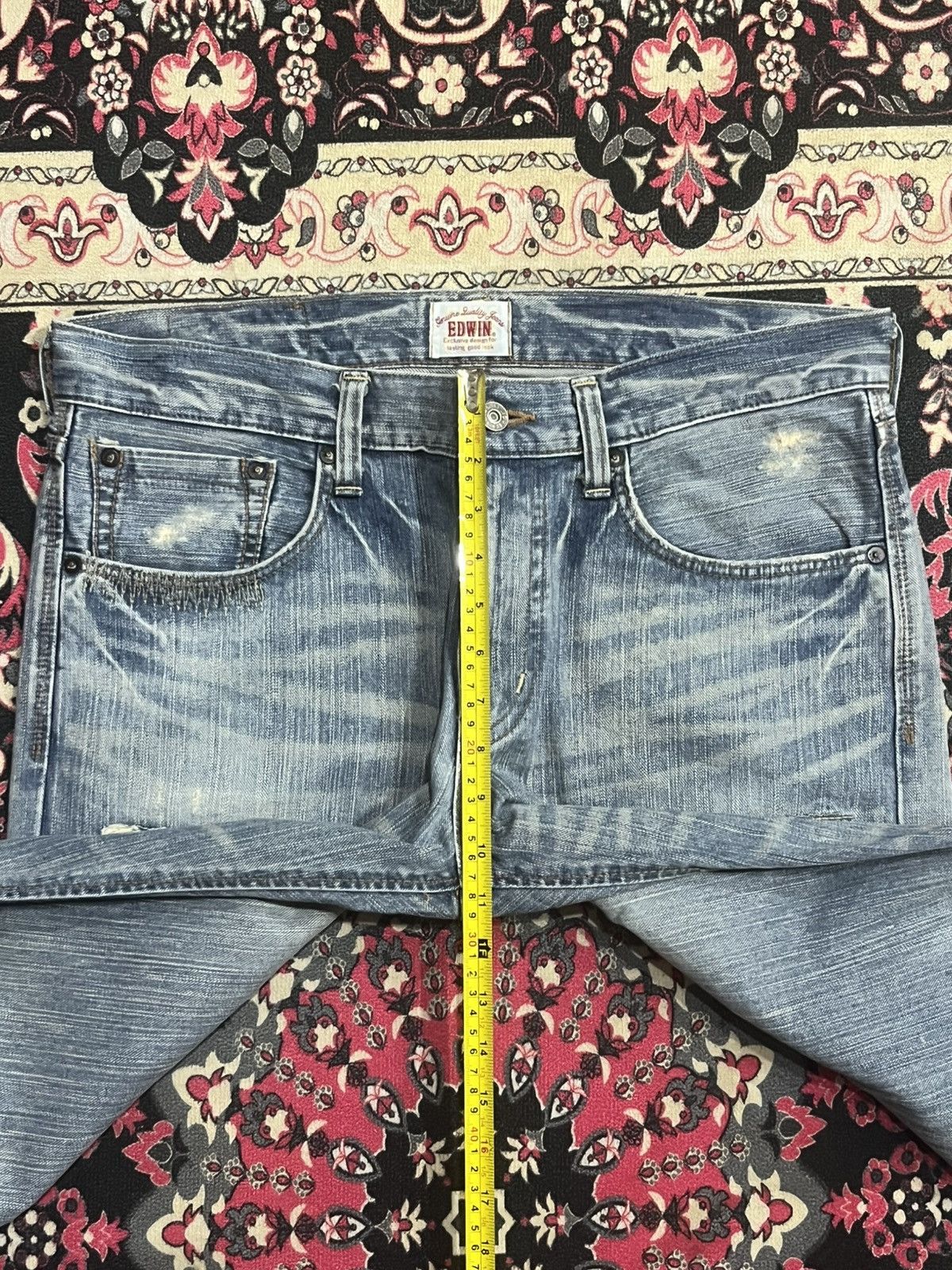 Kapital Vintage Japanese Brand Edwin XVS Patchwork Sashiko Blue Jean Size US 34 / EU 50 - 13 Thumbnail