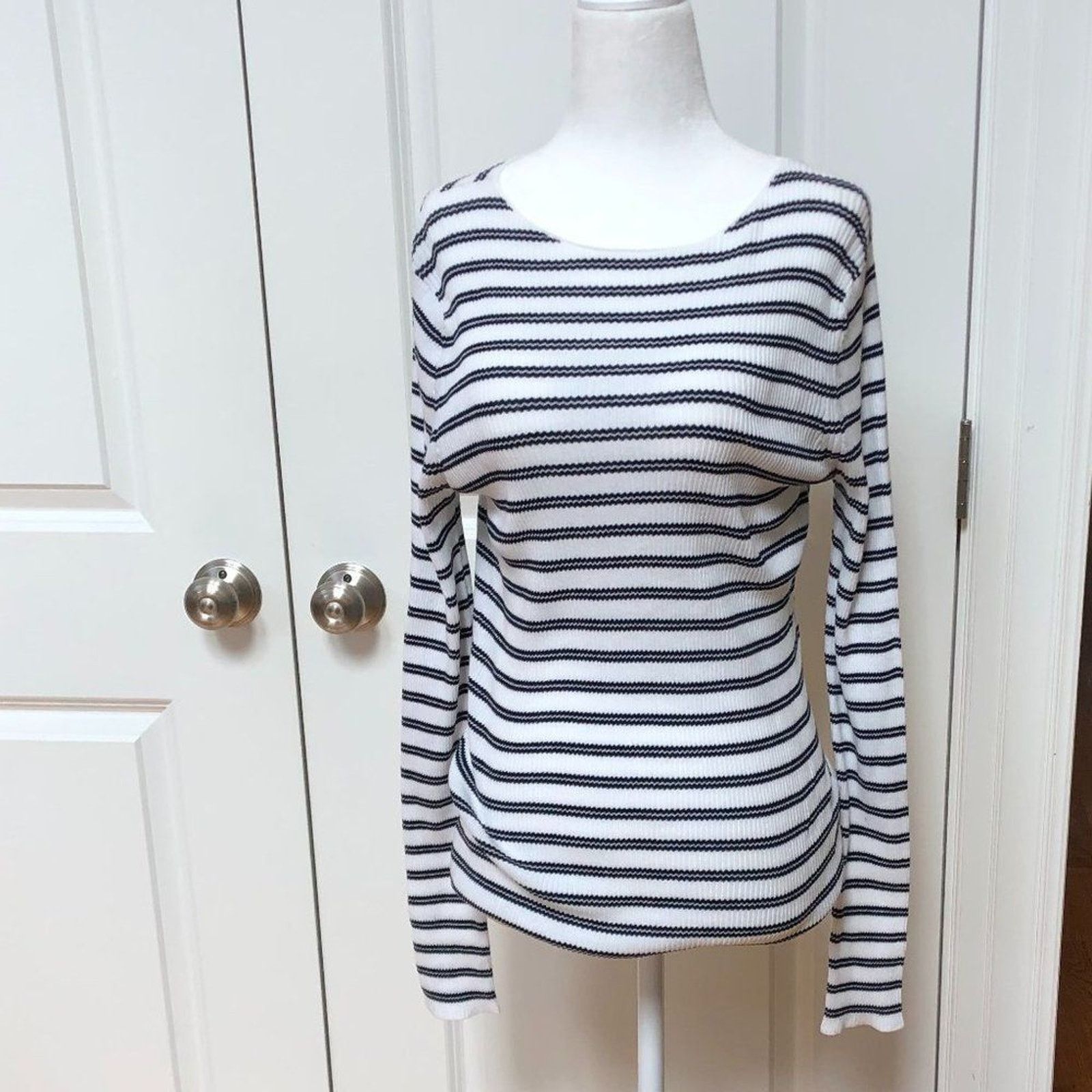 Vince Stripe Ribbed Boatneck Cotton Sweater from Vince Size XS / US 0-2 / IT 36-38 - 1 Thumbnail