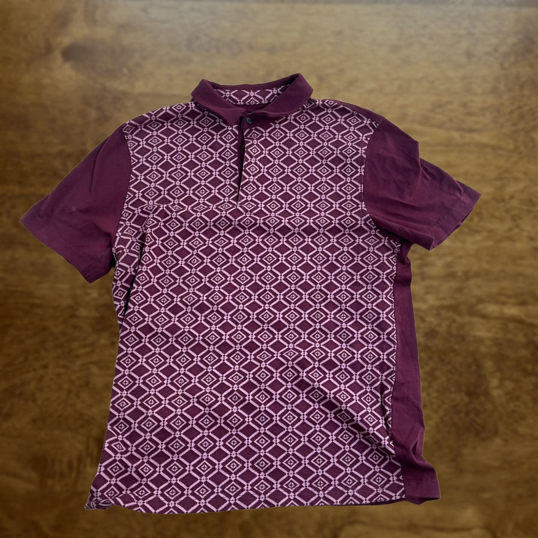 Alfani Alfani Polo Shirt Mens M Red Geometric Knit Short Sleeve Casual Top Size US M / EU 48-50 / 2 - 1 Thumbnail