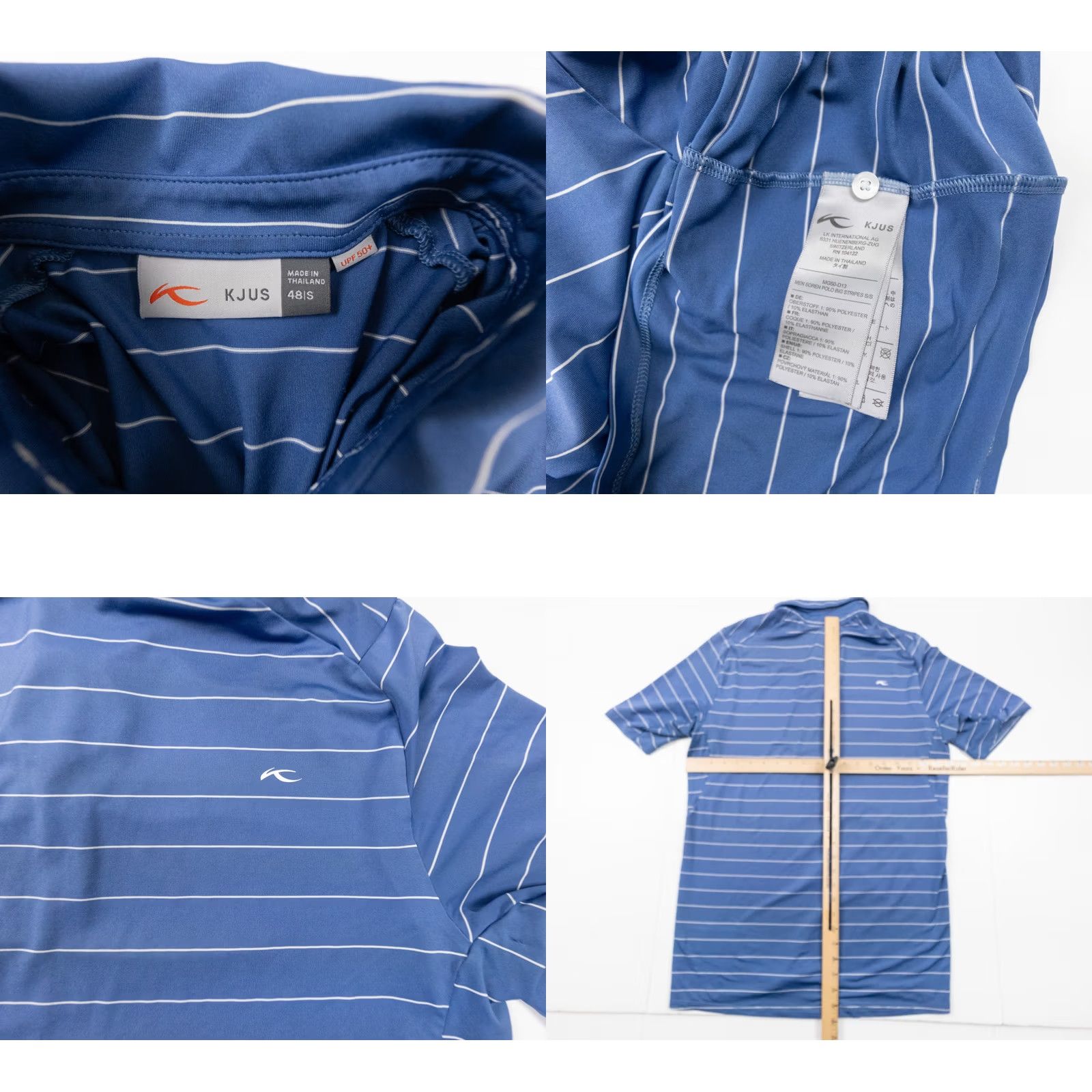 KJUS KJUS Shirt Mens Small Blue Polo Striped Short Sleeve Adult Collared Size US S / EU 44-46 / 1 - 8 Thumbnail