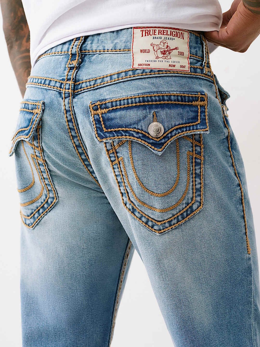 TRUE RELIGION RICKY ROPE STITCH STRAIGHT JEAN MEDIUM WASH