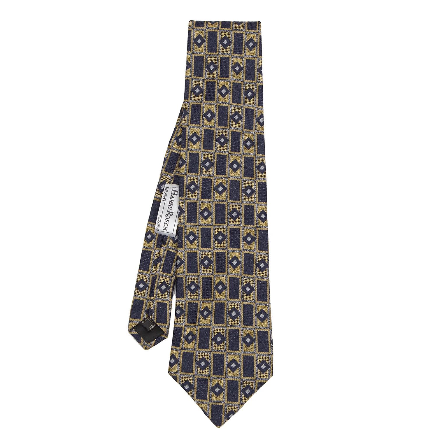Dries Van Noten Geometric Pattern Silk Tie in Navy and Yellow Size ONE SIZE - 1 Thumbnail