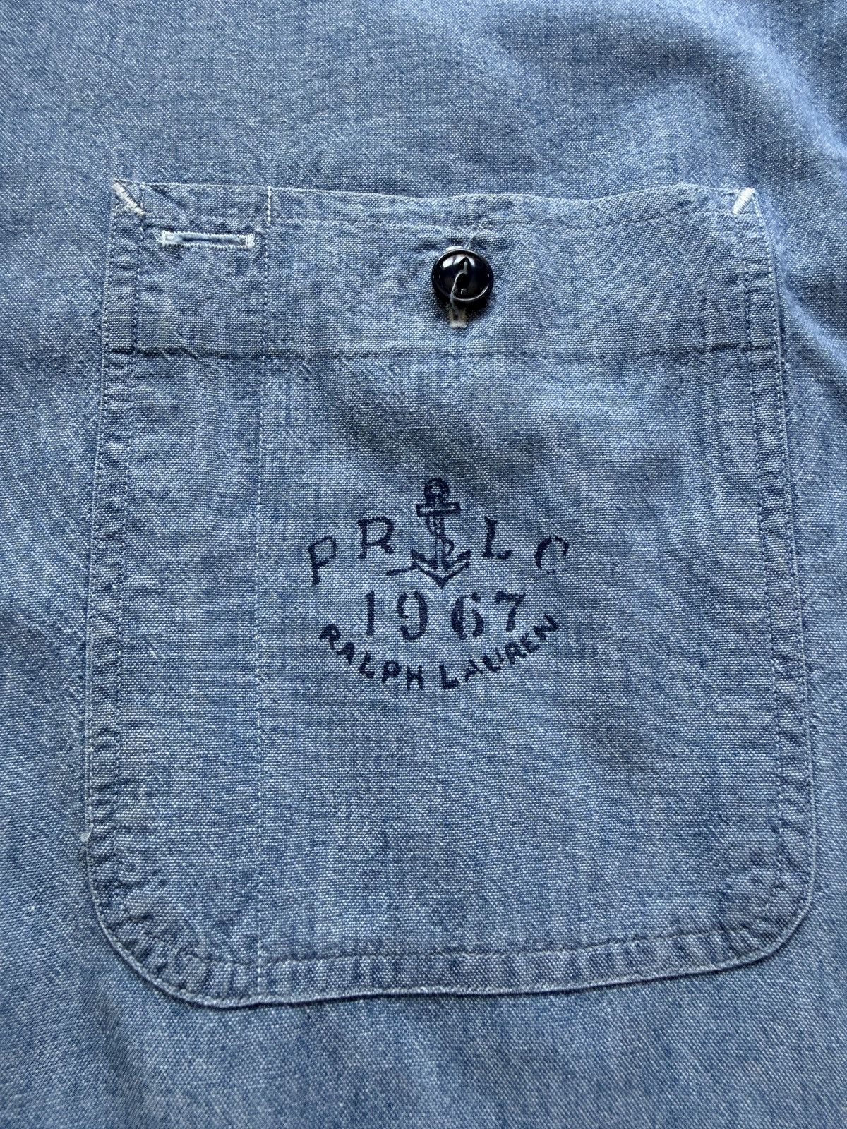Polo Ralph Lauren Vintage Polo Ralph Lauren Stenciled Dungaree Work Shirt Size US XL / EU 56 / 4 - 2 Thumbnail