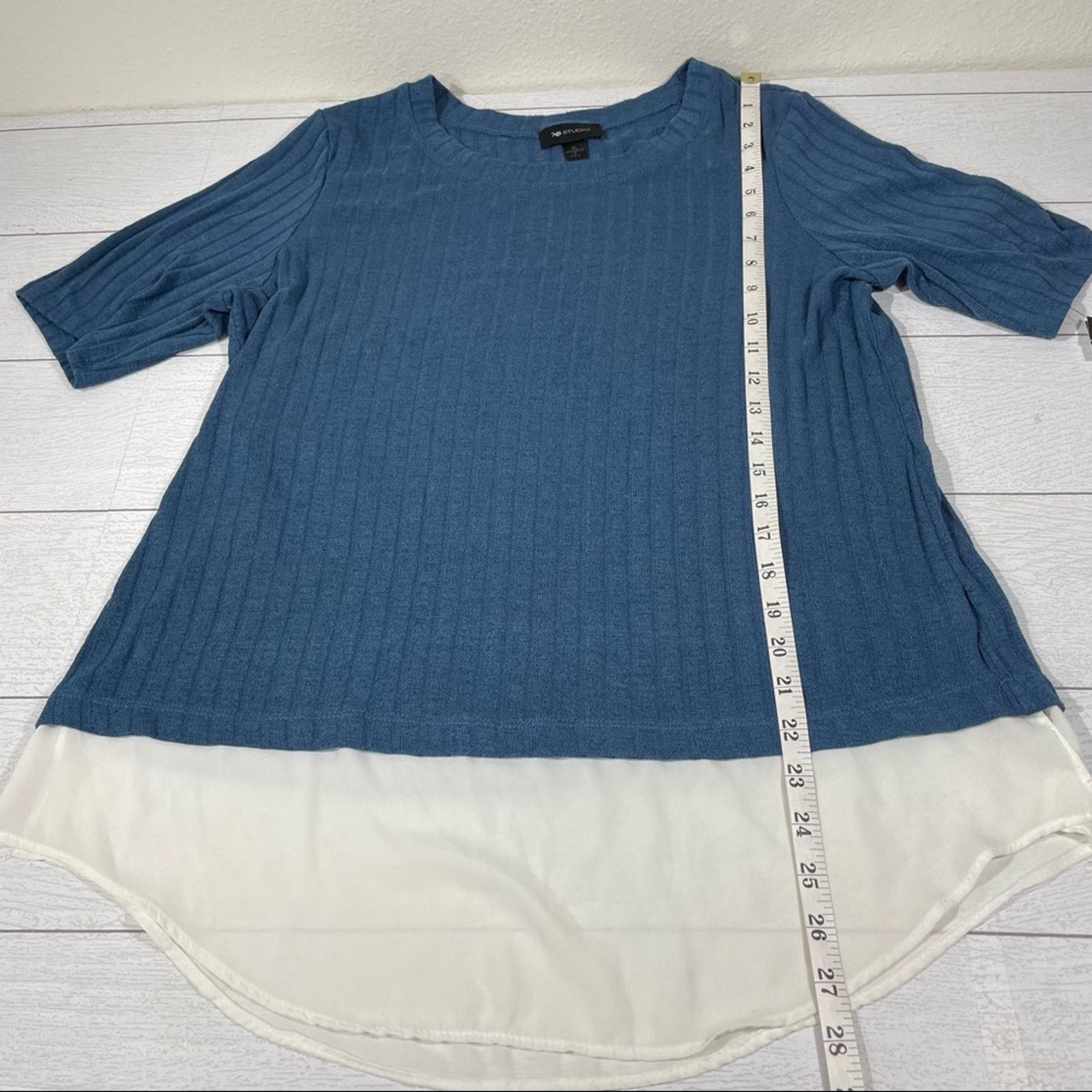 Other AB Studio Blue Knit Sweater Faux Layer XL NWT Size XL / US 12-14 / IT 48-50 - 3 Thumbnail