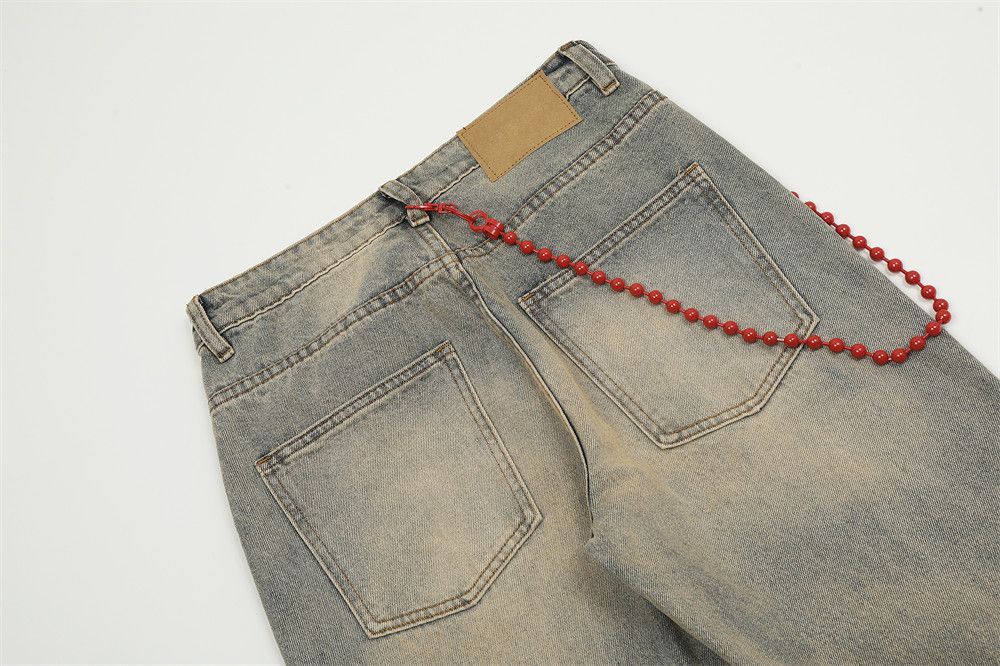 Japanese Brand × Jean American washed distressed loose side chain straight jeans Size US 32 / EU 48 - 6 Thumbnail