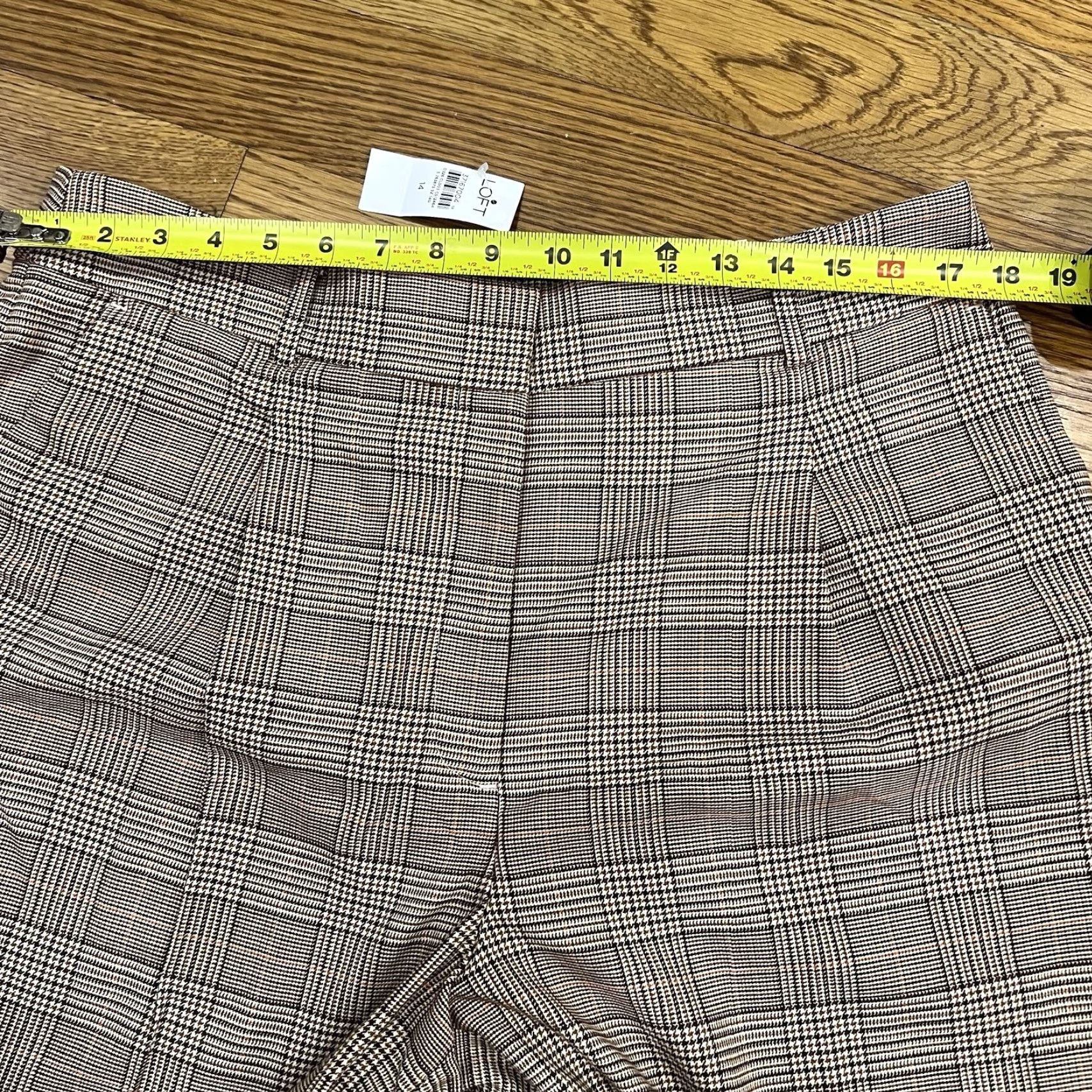Loft Loft Peyton Pleated Front Houndstooth Plaid Wide Leg Dress Pants Women's Size 14 Beige Size 36" / US 14 / IT 50 - 7 Thumbnail
